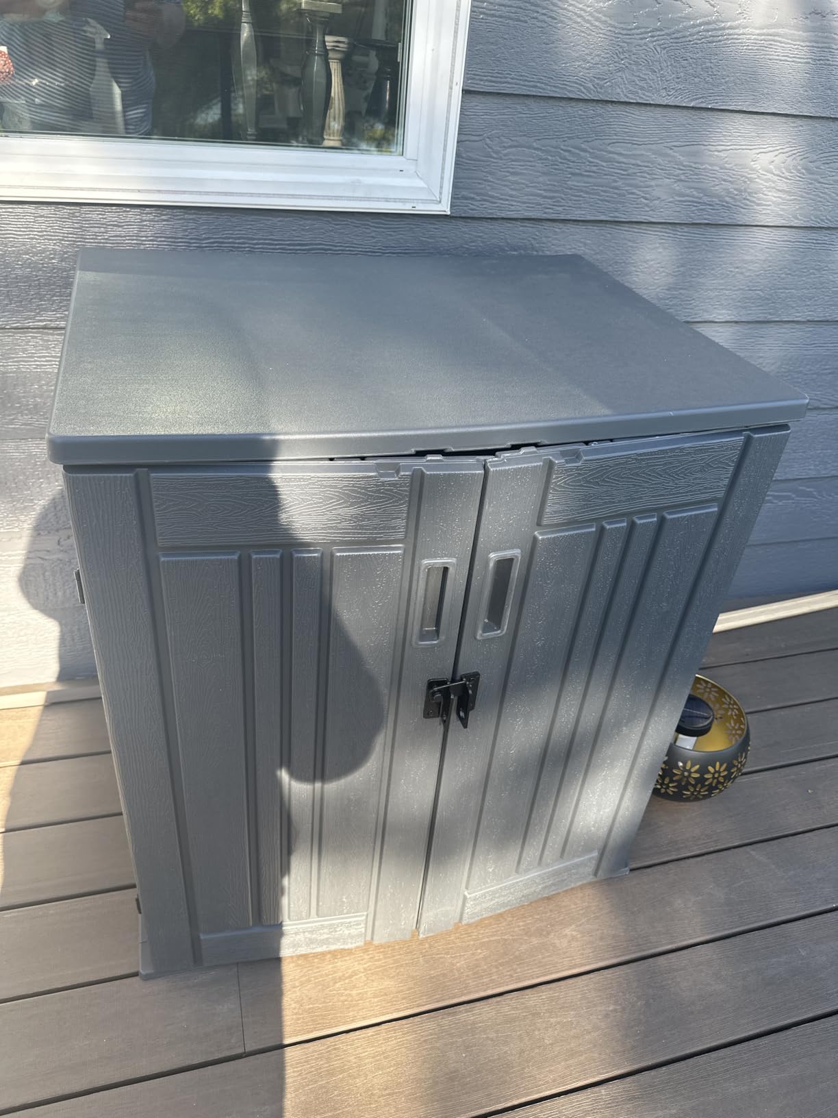 EHHLY Heavy Duty Tall Storage Cabinet Outdoor Weatherproof, 28 Cuft Garage Storage Cabinet with 4 Adjustable Shelves, Lockable Kitchen Pantry Closer Organizer, 31Wx23Lx66H, Sage Grey customer photo 2