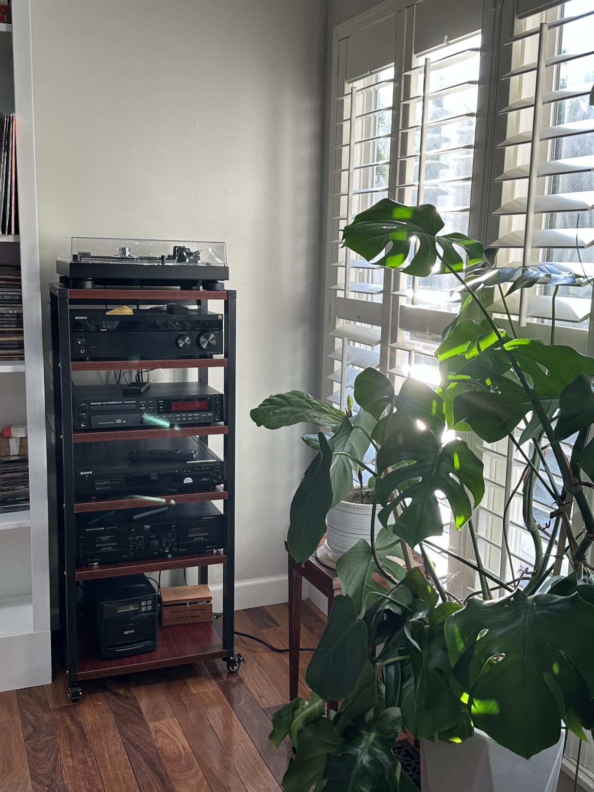 6 Tier AV Media Stand, 47in Audio Rack Tower Stereo Components Cabinet, Home Theatre CD Record Player Stereo Receiver Equipment Rack with Adjustable Wood Shelves, Load 400lbs (Teak Brown) customer photo 1