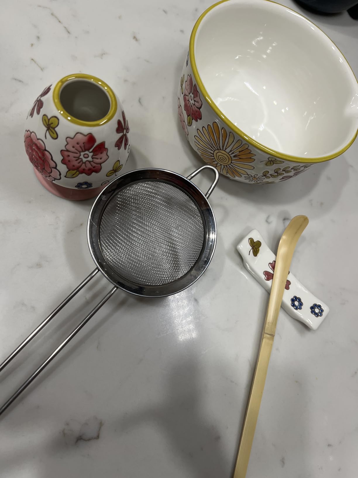 Gifts for Mom, Hand-Painted Floral Matcha Ceremony Set, 6-Piece Japanese Tea Ritual Kit with Ceramic Bowl & Bamboo Whisk customer photo 1