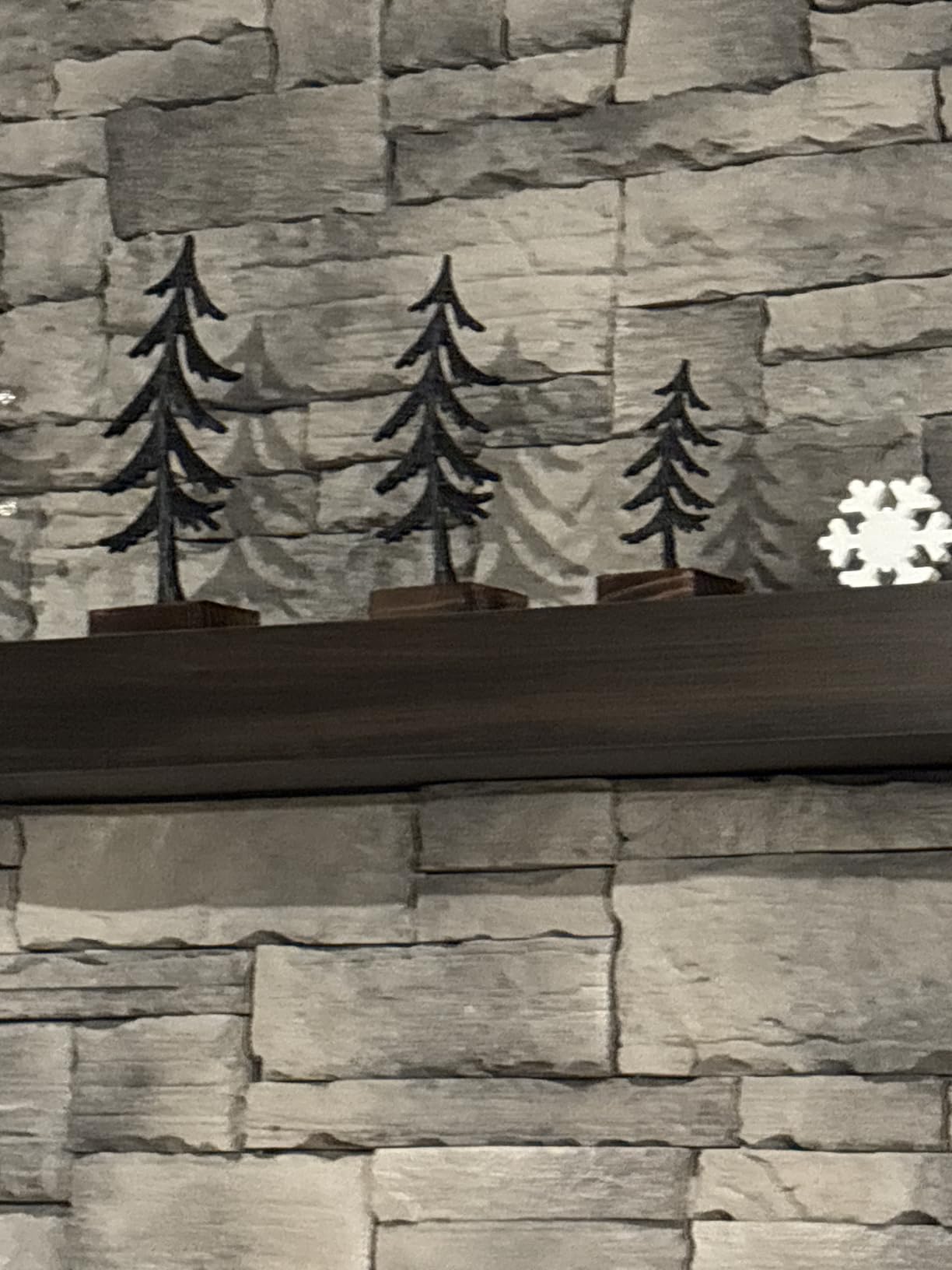 MorningRo Set of 3 Black Metal Christmas Tree Tabletop Decorations with Flat Brown Wood Base Christmas Tree Centerpieces 7, 10.6, 13 Inch Xmas Gifts for Home Table Mantel Fireplace Shelf Holiday Party customer photo 2