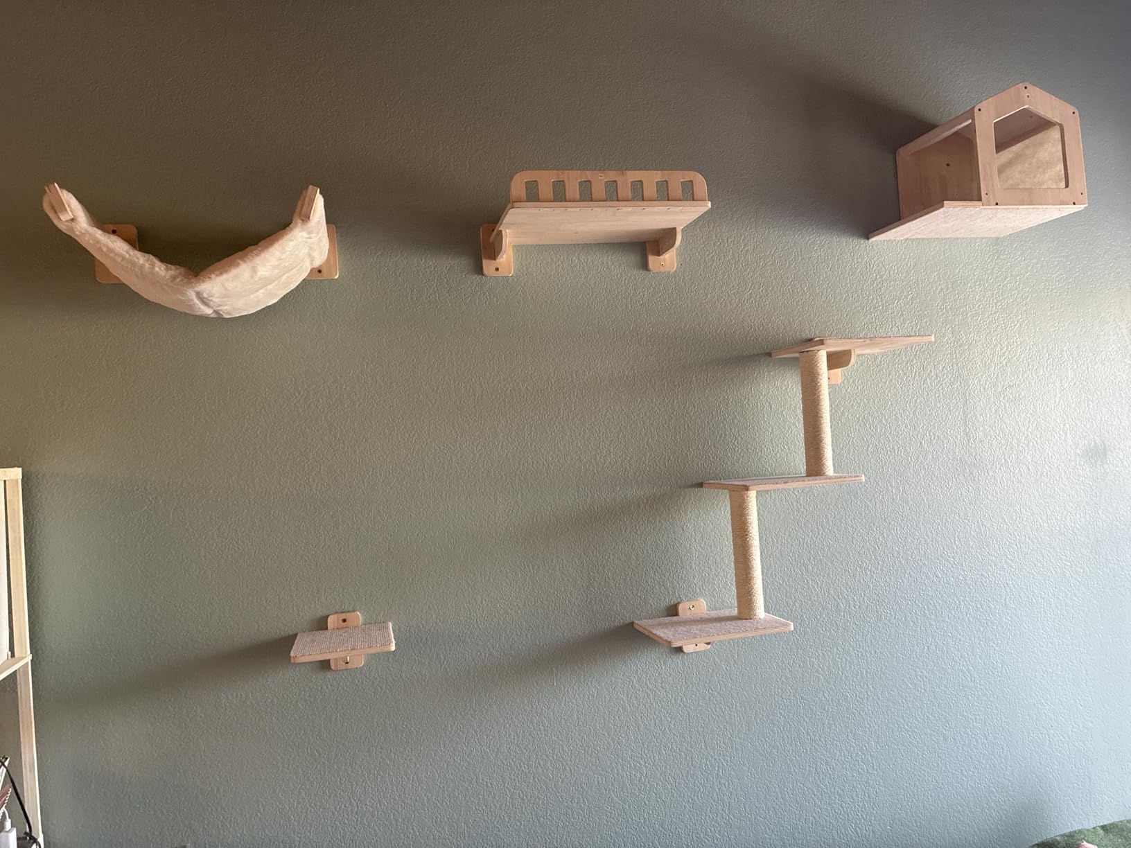 5-in-1 Cat Wall Shelves for Large Cat, Large Hammock, Wide Perch | Cat Wall Climbing Furniture Set, 16
