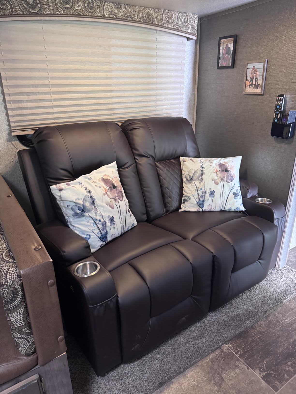 RV Loveseat Recliner Sofa, Reclining Loveseat Wall Hugger Recliners with USB Ports, Cup Holders, Insert Pockets customer photo 2