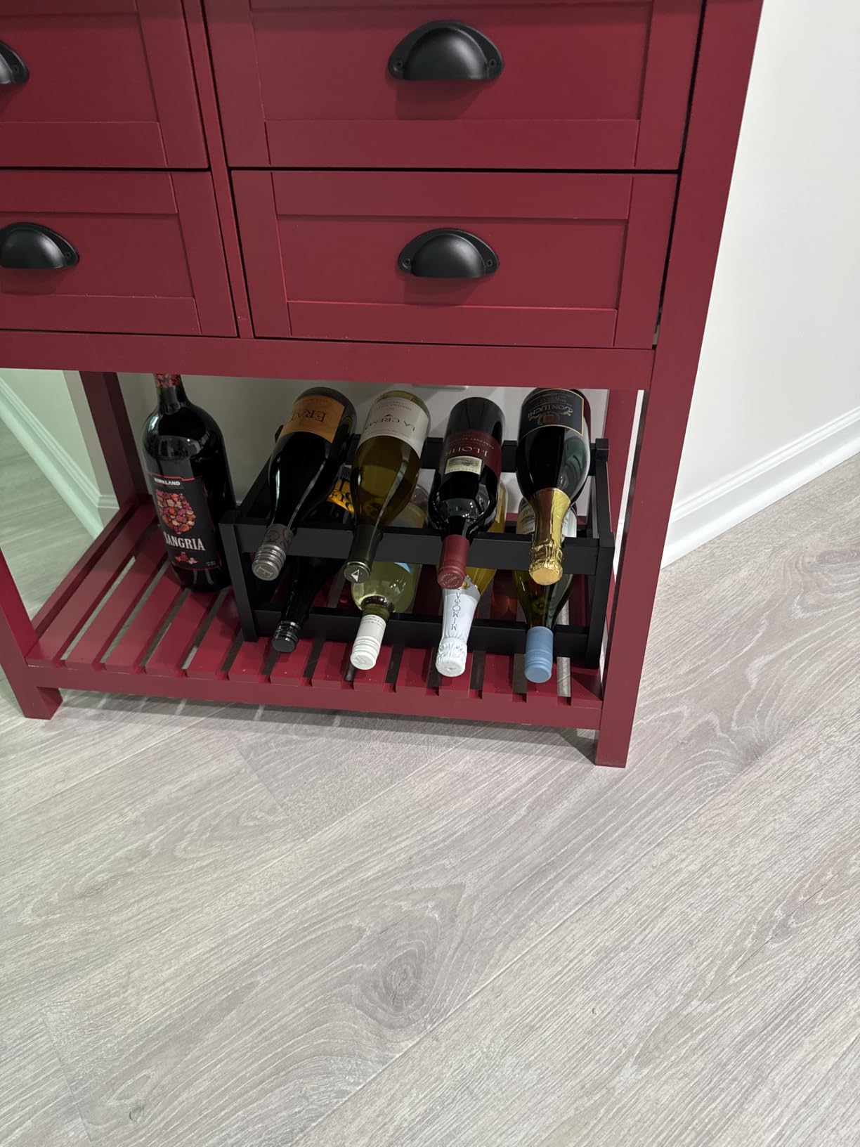 Wine Rack Freestanding Floor, 6-Tier Display Wine Storage Shelf | Holds 24 Bottles, Sturdy Wine Bottle Holder with Table Top, Bamboo Wine Racks for Kitchen Dining Room Bar, Easy-Assembly, Walnut customer photo 1