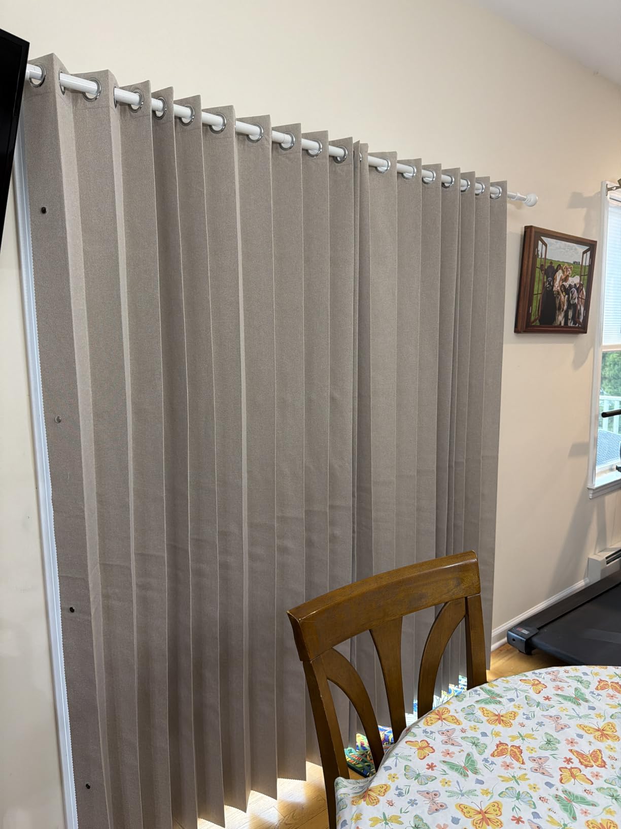 Faux Linen Fabric Vertical Shades for Sliding Doors, 100% Blackout Door Shade for Large Windows, 1 Panel, W100 x L96, White customer photo 1
