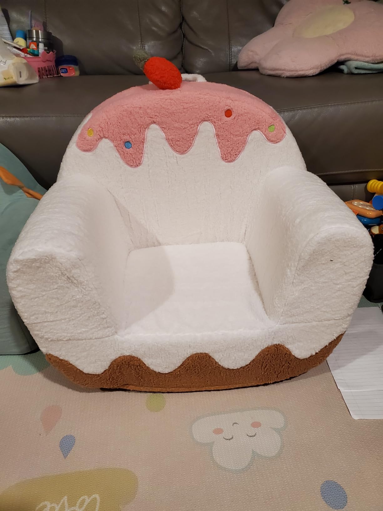 OUOZZZ Kids Chair Comfy for Girls 1-6 Years Old, Soft Sherpa Toddler Sofa | Carry Handle, Book Pocket customer photo 2