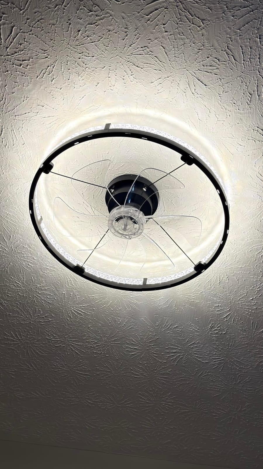 addlon Ceiling Fans with Lights and Remote, 24'' Low Profile Flush Mount Ceiling Fan, 3000-6000K Dimmable LED Fandelier, Bladeless Crystal Fan Light for Bedroom, Kitchen, Living Room, Black customer photo 1
