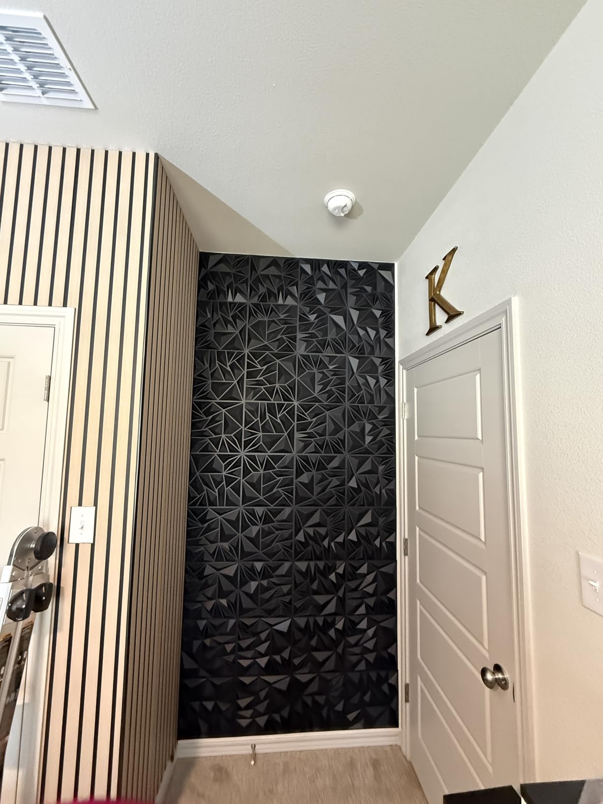 Art3d 50-Pack Modern Diamond Textured 3D Wall Panels, 12 x 12 in, Black | Light PVC, Waterproof, Scratch Proof, Decorative Wall, Ideal for Home, Office & Commercial Spaces customer photo 2