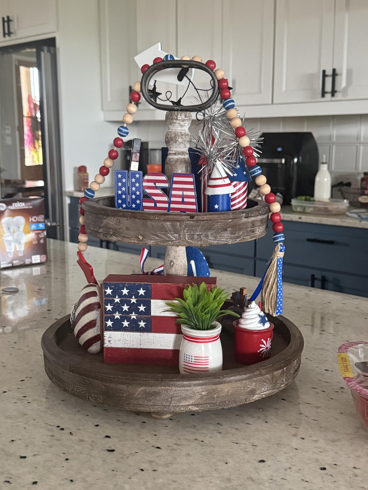 Christmas Decorations for Home Office 8 PCS Tiered Tray Decor Set | Cute Tabletop Christmas Decor for Shelf Mantel Coffee Bar Xmas Table Centerpieces Tray Objects Holiday Decoration Set customer photo 1