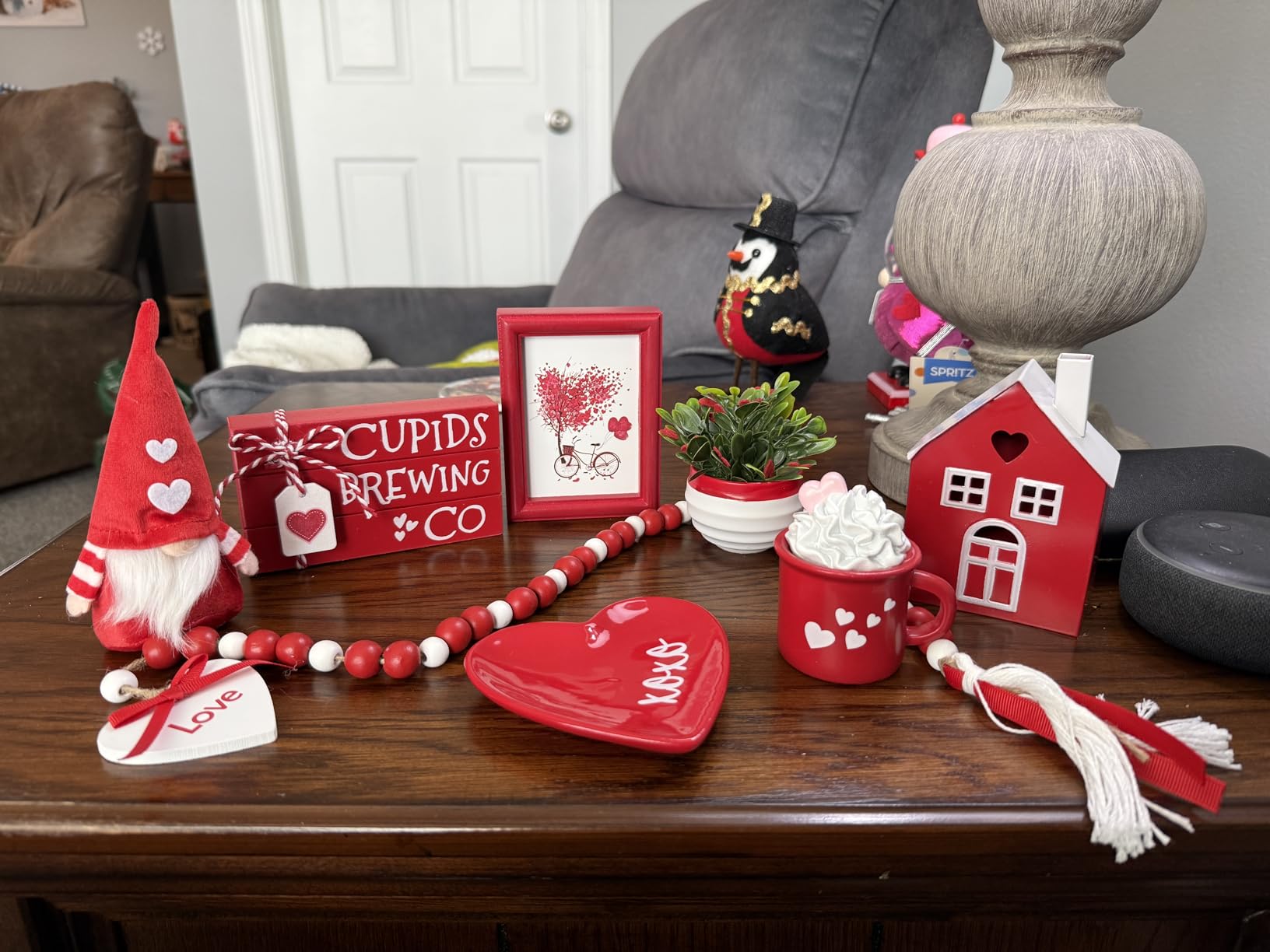 Christmas Decorations for Home Office 8 PCS Tiered Tray Decor Set | Cute Tabletop Christmas Decor for Shelf Mantel Coffee Bar Xmas Table Centerpieces Tray Objects Holiday Decoration Set customer photo 2
