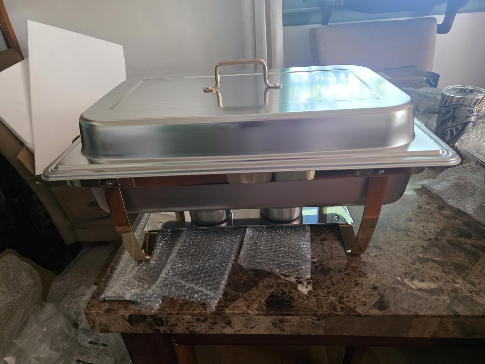 CAMMOO 9QT Gold Chafing Dishes, 4 Pack 18/8 Stainless Steel | 18/8 (304) Stainless Steel Food Pans and Lids Resist Rust and Clean Easily After Buffet, Party and Catering Service customer photo 2