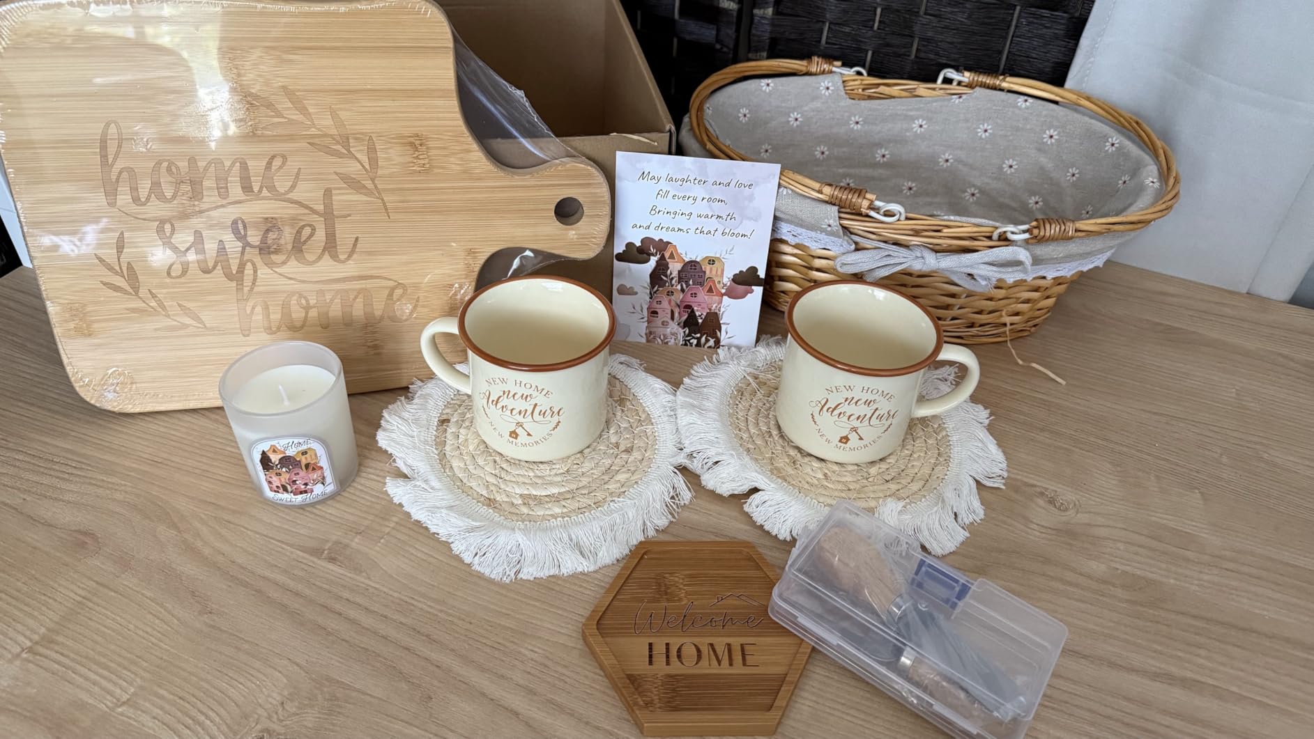 House Warming Gifts New Home, New Home Gifts Ideas, Housewarming Gift, Closing Gift for Home Buyers, House Warming Basket with Mugs Cutting Board Candle customer photo 2