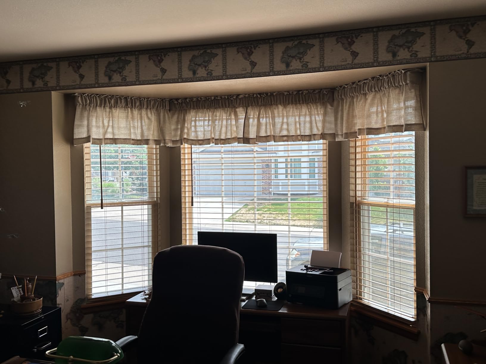 OWENIE Linen Valances for Windows 1 Pcs, Light Filtering Textured Farmhouse Short Small Valance Curtains for Bathroom Basement Living Room Bedroom, Rod Pocket Half Curtains Over Sink, 60Wx14L Inch customer photo 2