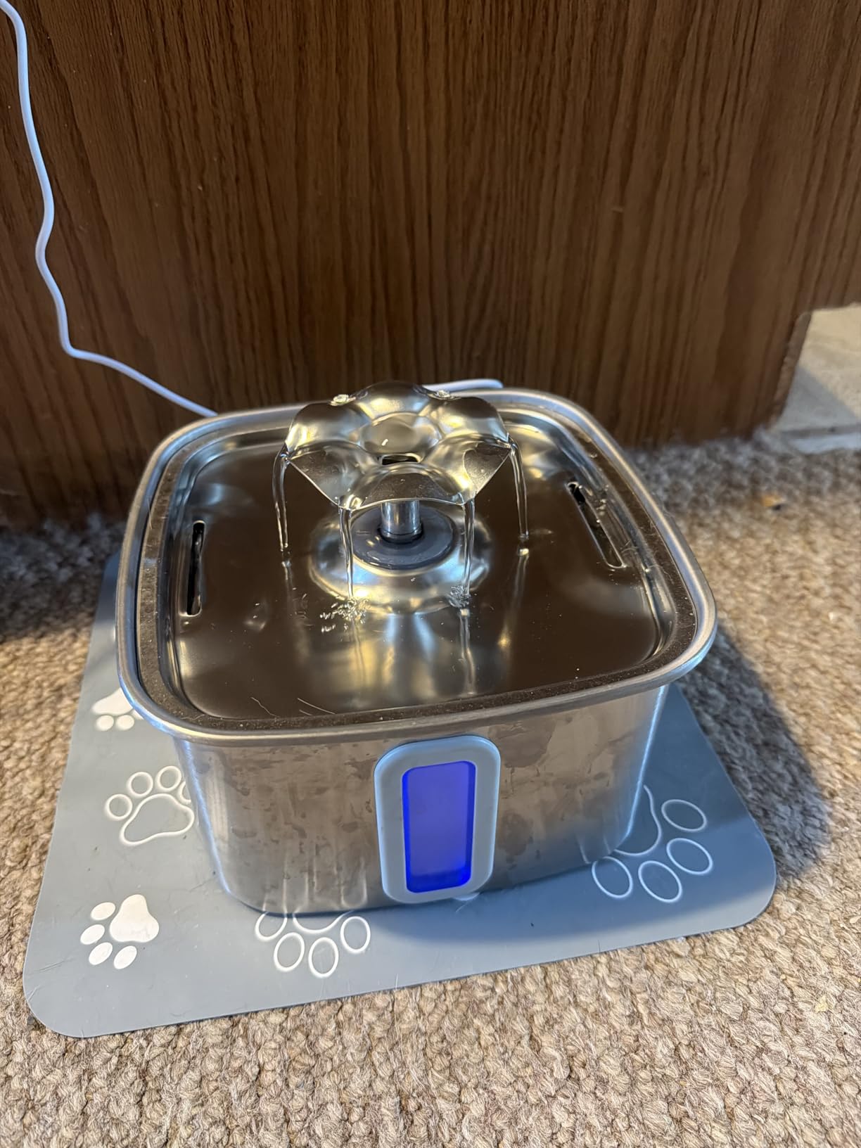 Veken Innovation Award Winner Stainless Steel Cat Water Fountain, 108oz | Automatic Pet Fountain Dog Water Dispenser with 3 Replacement Filters & Silicone Mat, Gifts for Cats, Dogs (Silver) customer photo 2