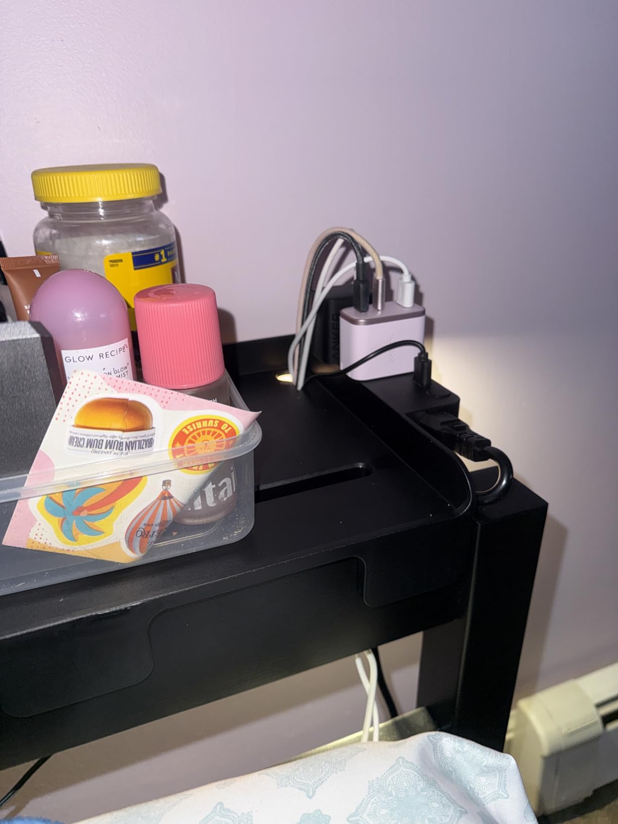 Hiree Bedside Shelf for Dorm Bunk Bed with USB Charging Port and 2 AC Outlets, Bed Side Table Tray Organizer, College Dorm Essential, Clip On Bedside Tray, Cool Teen Girls Trendy Stuff (Pink) customer photo 1