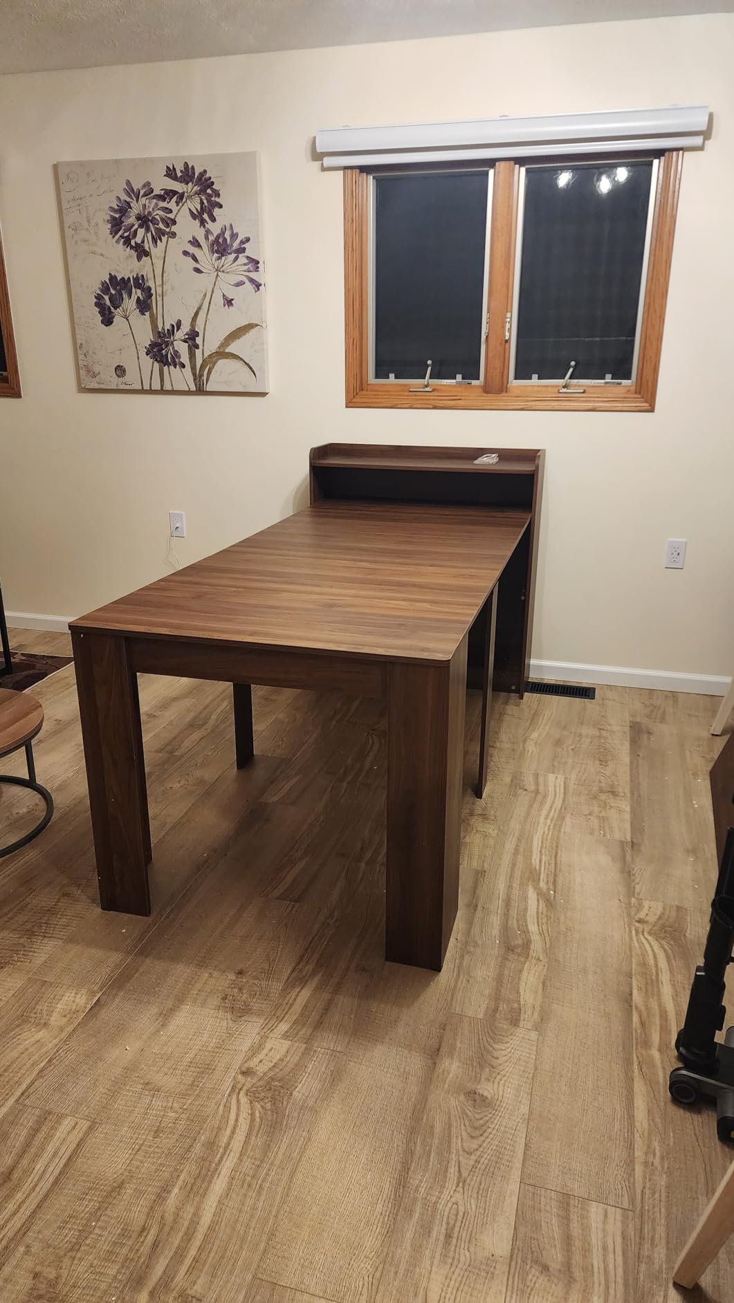 Extendable Dining Table, Transformer Folding Console Table for 2-12 People, Space Saving Dining Room Table for Apartments & Homes, Walnut customer photo 1