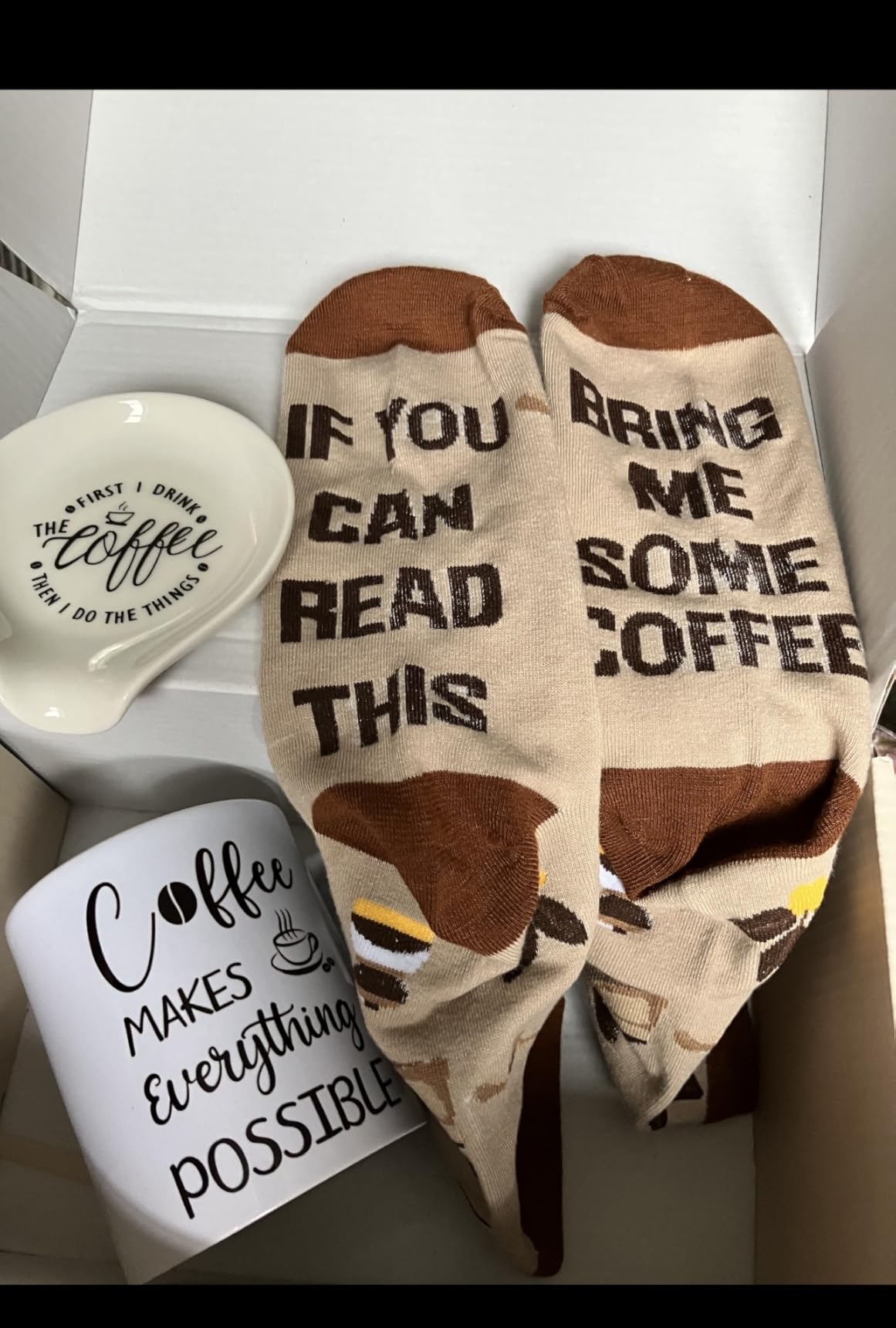 Coffee Lover Gifts for Women Men, Coffee Gift Basket for Birthday Christmas | Gift Ideas Includes Mug Spoon Rest Holder Candle Socks Sticky Notes Set for Birthday Mothers Day Galentines Valentines Day customer photo 1