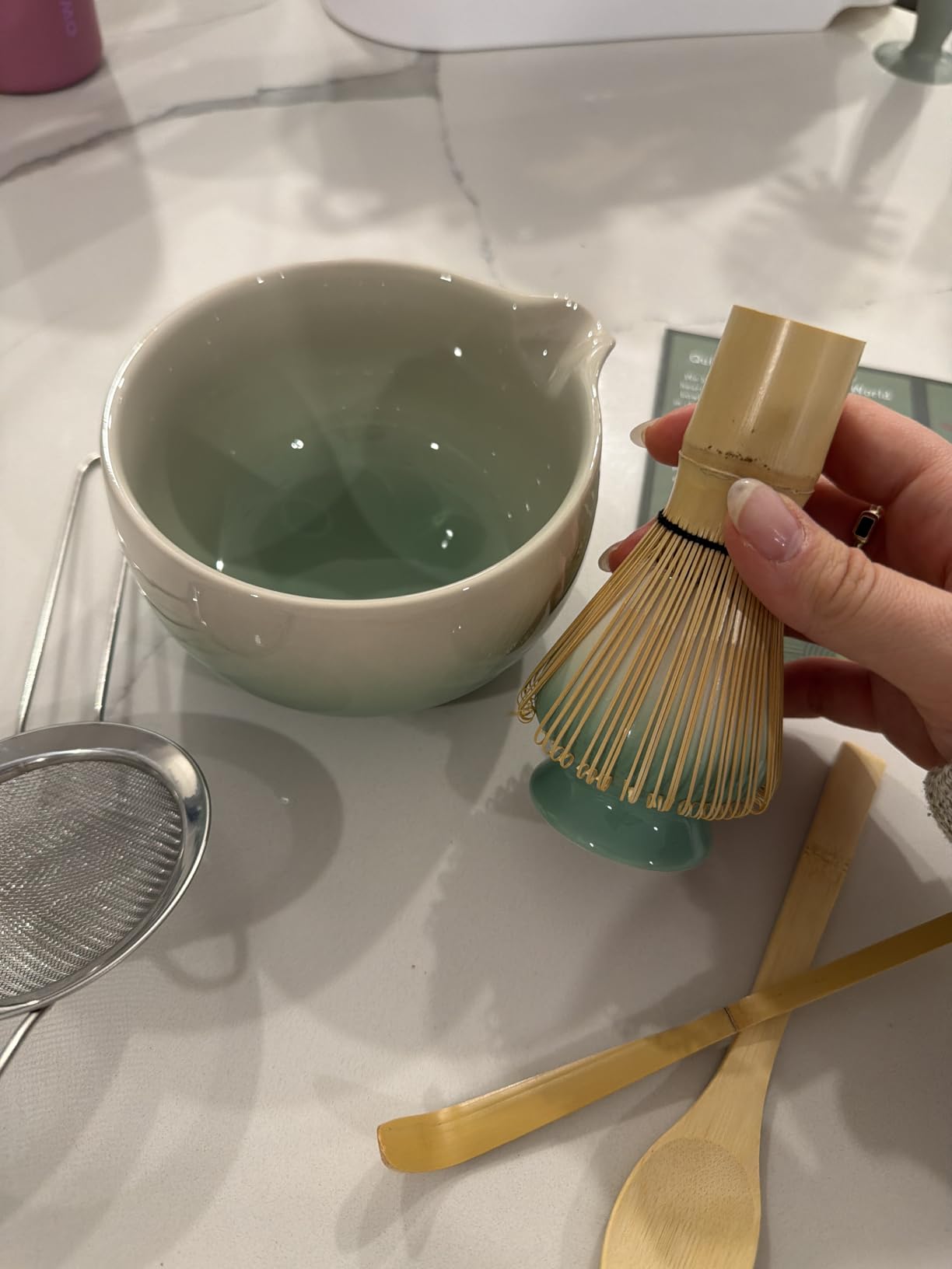 Matcha Whisk Set with Ceramic Bowl & Bamboo Chasen | Includes Whisk Holder, Scoop, Spoon, Sifter and Quick-Start Guide for Easy Matcha Preparation at Home customer photo 1