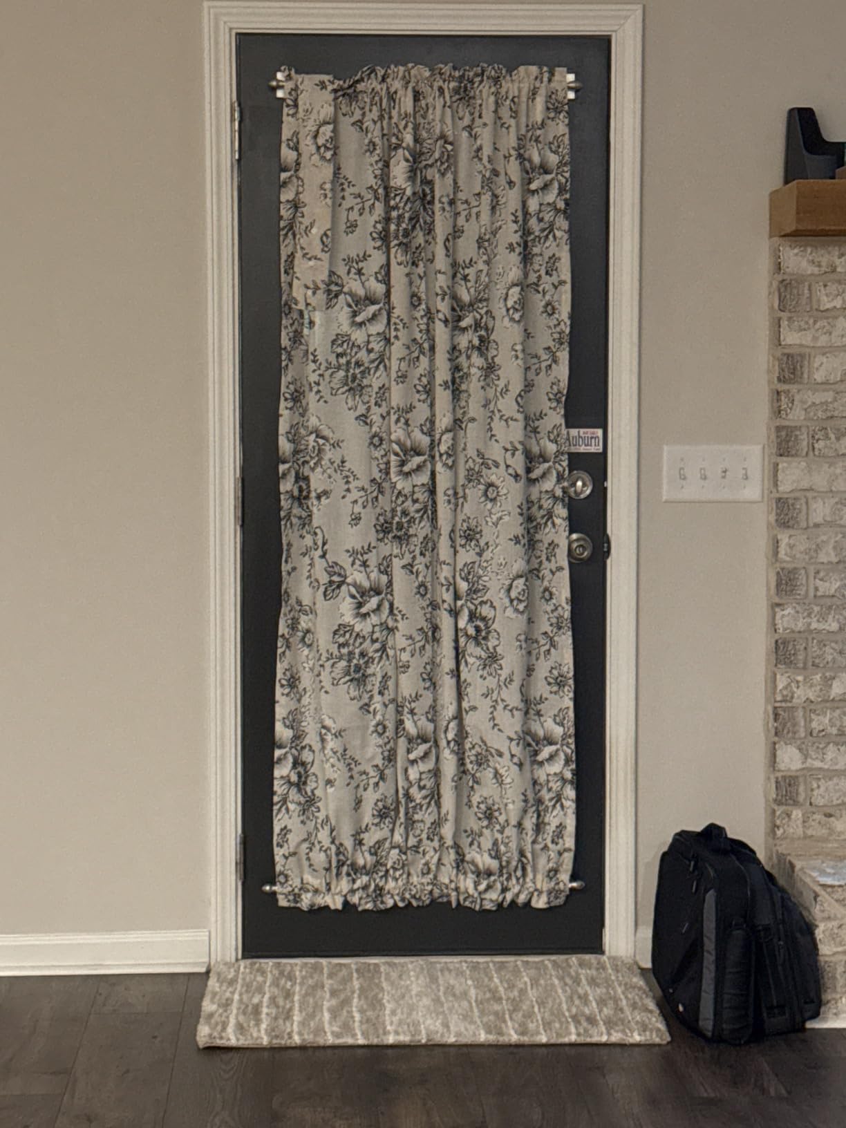 jinchan Blue Linen Floral French Door Curtain 72 Inch Rod Pocket 1 Panel, Light filtering, a tieback included, cottage farmhouse, privacy full length door panels for patio door, sliding glass door customer photo 1