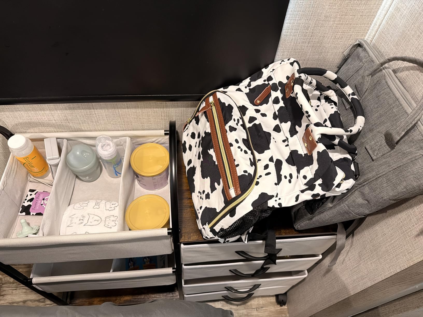Baby Diaper Caddy Organizer Cart with Wheels, 4-Tier Rolling Diaper Cart with Dividers and Drawers, Multi-Layer Nursery Storage for Diapers & Baby Essentials customer photo 2