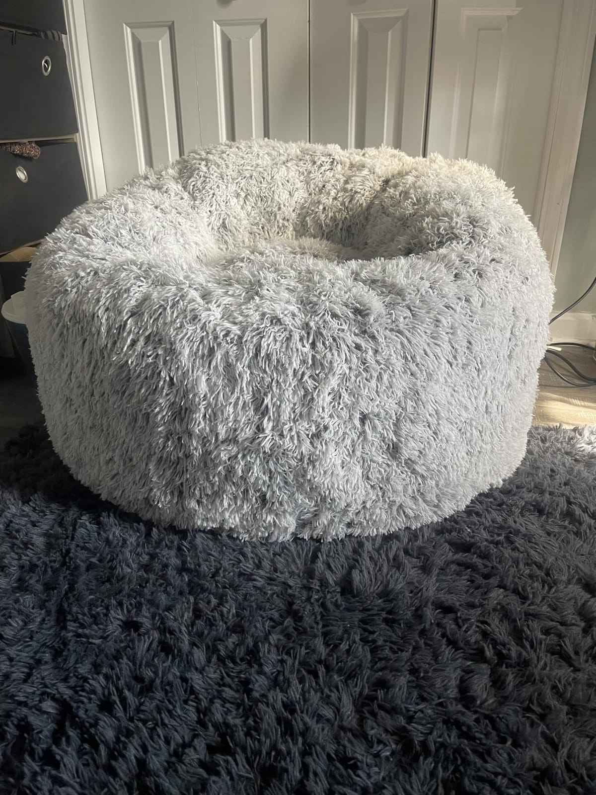 Plush Faux Fur Bean Bag Chairs, Memory Foam Filled Sofa Chair Shape Bean Bag for Adults/Teens/Kids, Ultra-Soft Lazy Sofa for Living Room Bedroom College Dorm, Grey customer photo 1