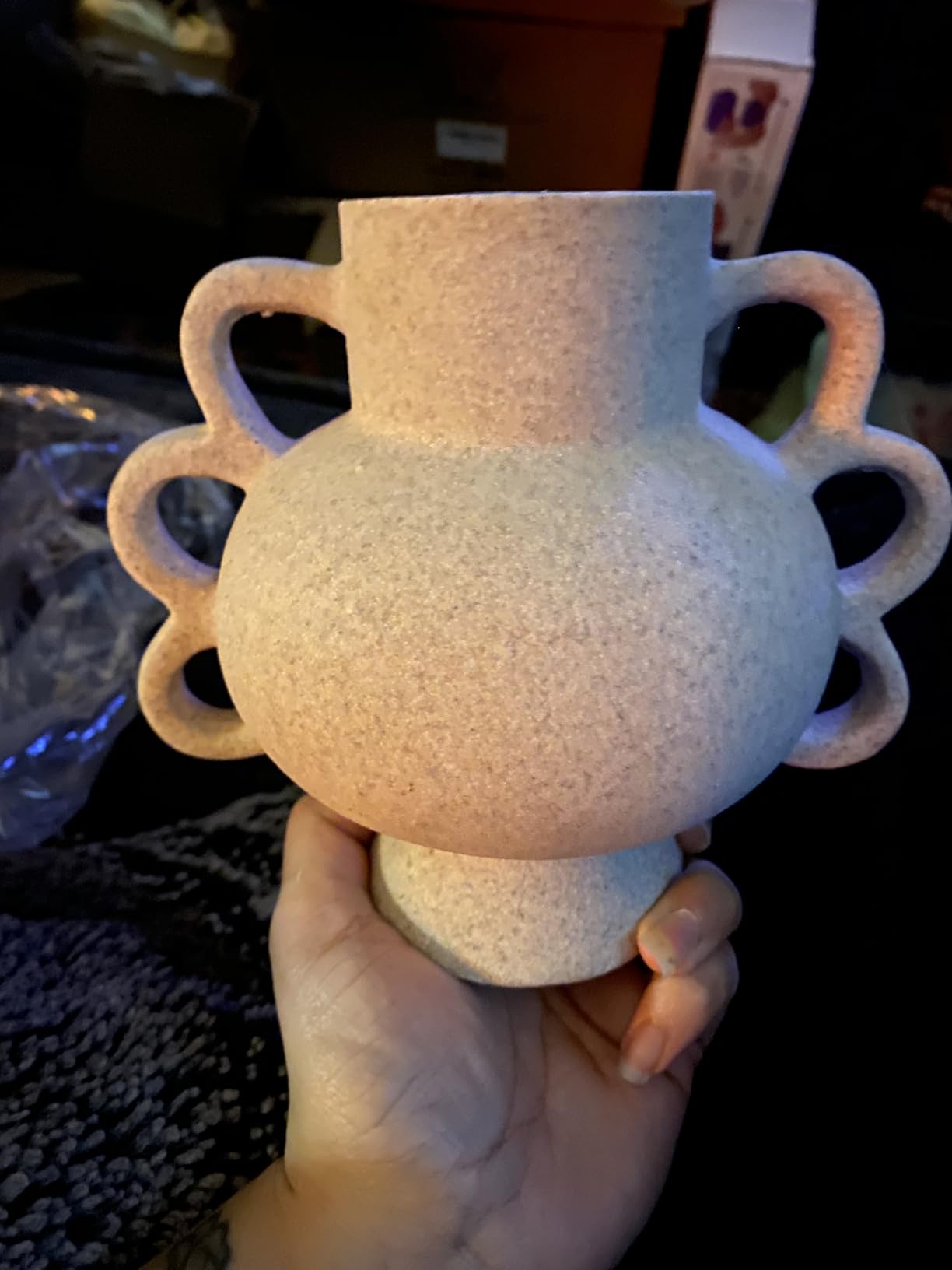 Rustic Vase with Textured Finish, 5.5'' Tall Farmhouse Cottagecore Accent Decor for Coffee Dining Entry Tables Shelves, Small Statues Decorative Centerpiece customer photo 2