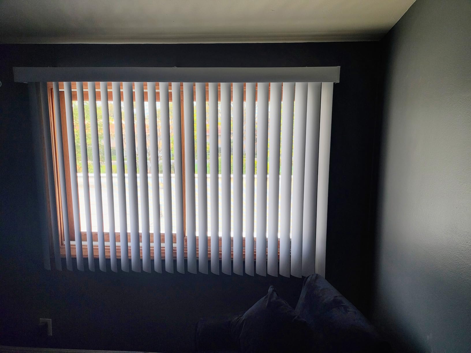Vertical Blinds Custom Made to Your Size Curved - Color White | Heavy Duty PVC Sliding Door Blinds with Upgraded Self Aligning Headrail Track for Full Privacy customer photo 1