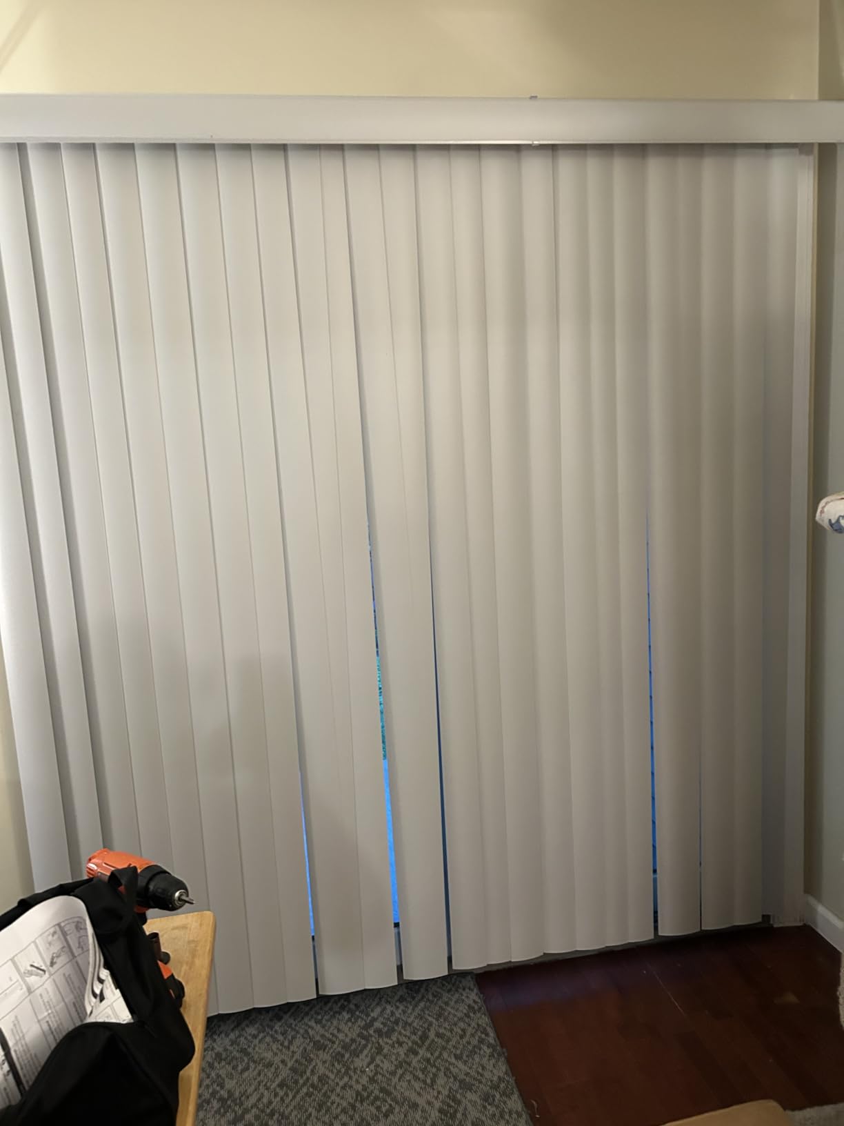Vertical Blinds Custom Made to Your Size Curved - Color White | Heavy Duty PVC Sliding Door Blinds with Upgraded Self Aligning Headrail Track for Full Privacy customer photo 2