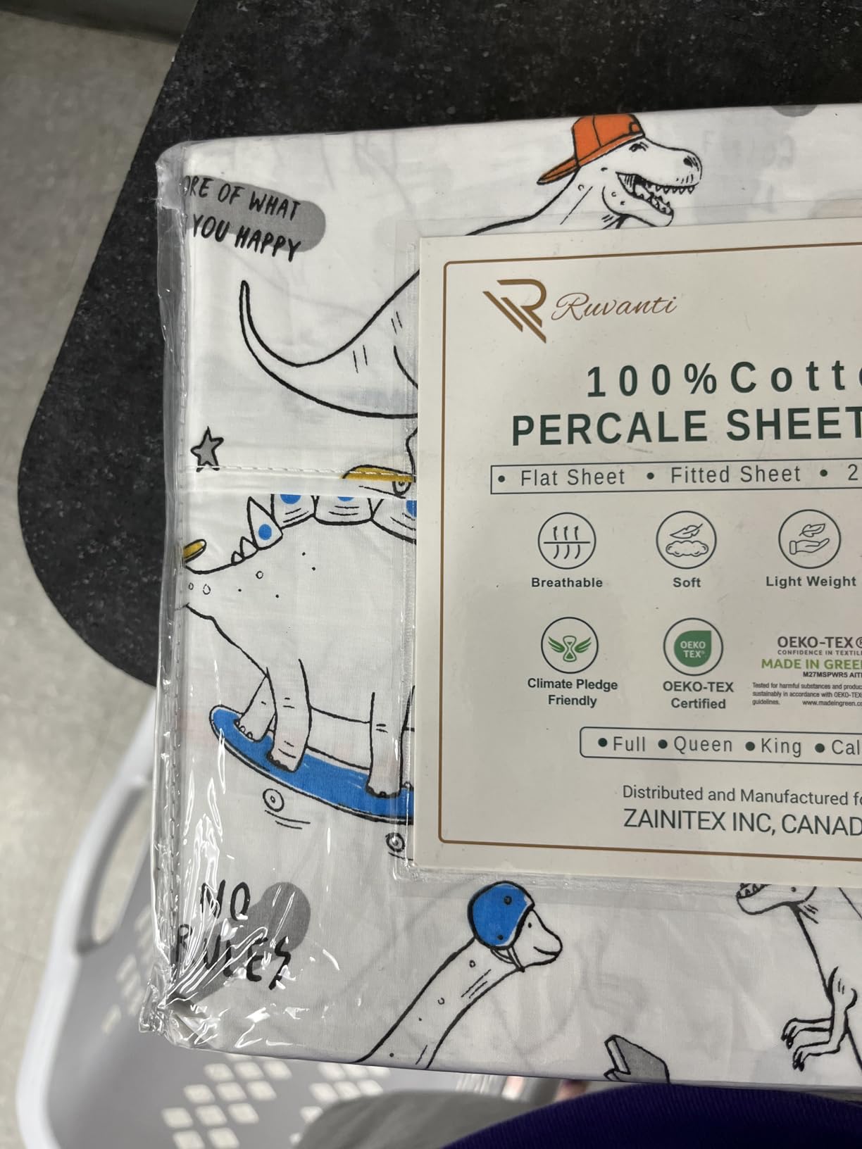 RUVANTI 100% Cotton Percale Sheets Queen, Bright White | Crisp Cooling, Deep Pocket 14
