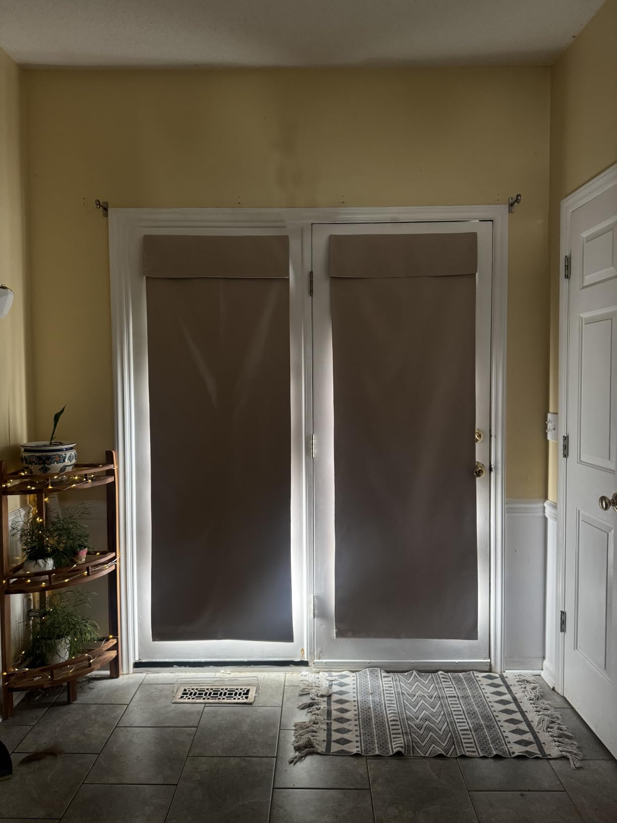 MIULEE 100% Blackout Linen French Door Curtains Natural W26xL68 2 Panels, No Drill, Privacy Half Front Back Door Blinds, Classroom, Kitchen Glass Window Covering Thermal Insulated, Set of 2 customer photo 1