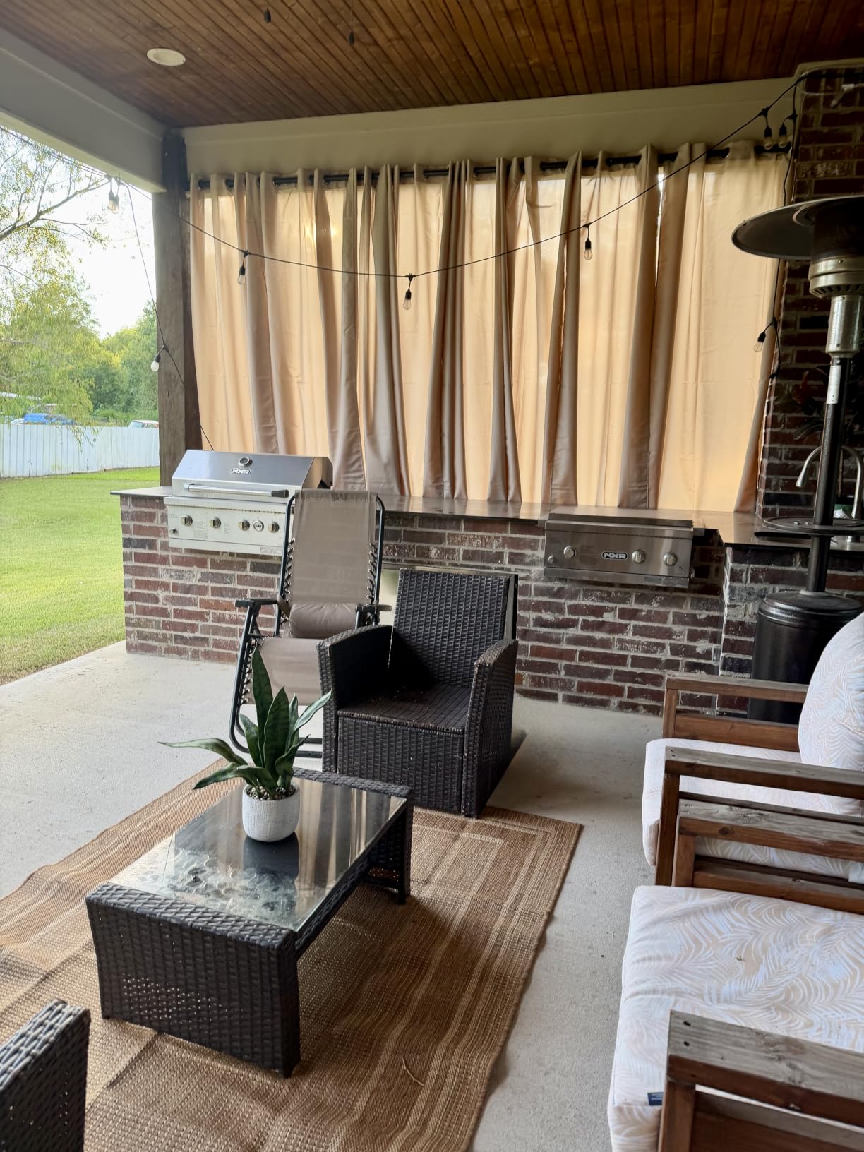 Black Outdoor Curtains for Patio Waterproof, 6 Panels 54 x 84 Inch | Privacy & Weatherproof Drapes, Outside Curtains for Porch, Gazebo, Pergola, Cabana, Balcony, Sun Blocking Shades, Grommet Top customer photo 2