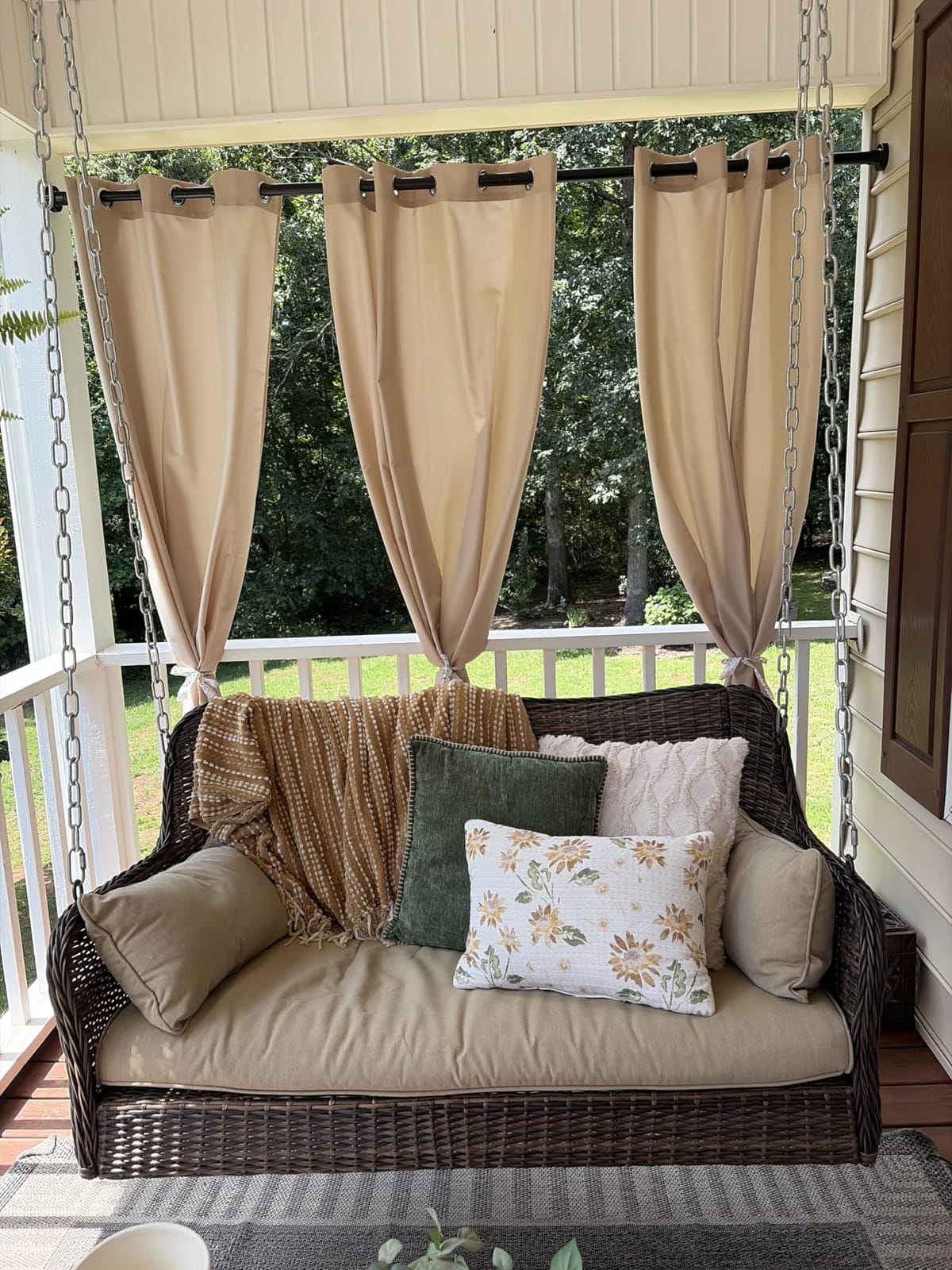 Outdoor Curtains for Patio Waterproof, 6 Drape Panels, Sun Shades | Privacy & Weatherproof, Outside Curtains for Porch, Gazebo, Pergola, Cabana, Balcony, Grommet Top, 54 x 84 Inch, Cream customer photo 1