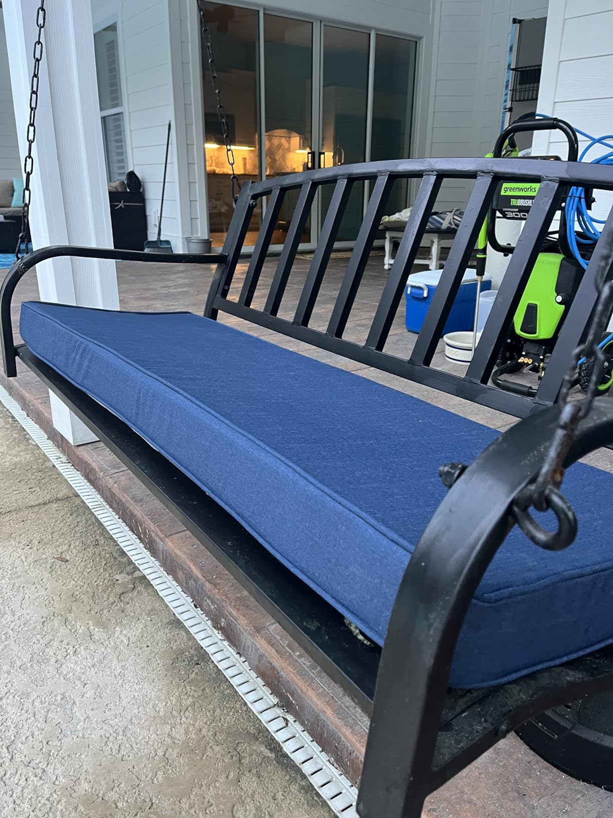 Outdoor Bench Cushion, Water-Resistant & Fade-Resistant, Porch Swing Cushions with Ties, Patio Furniture Seat Pads for Garden Loveseat Settee, Removable Cover Non-Slip Bottom, 48 x 16 Inch, Natural customer photo 2