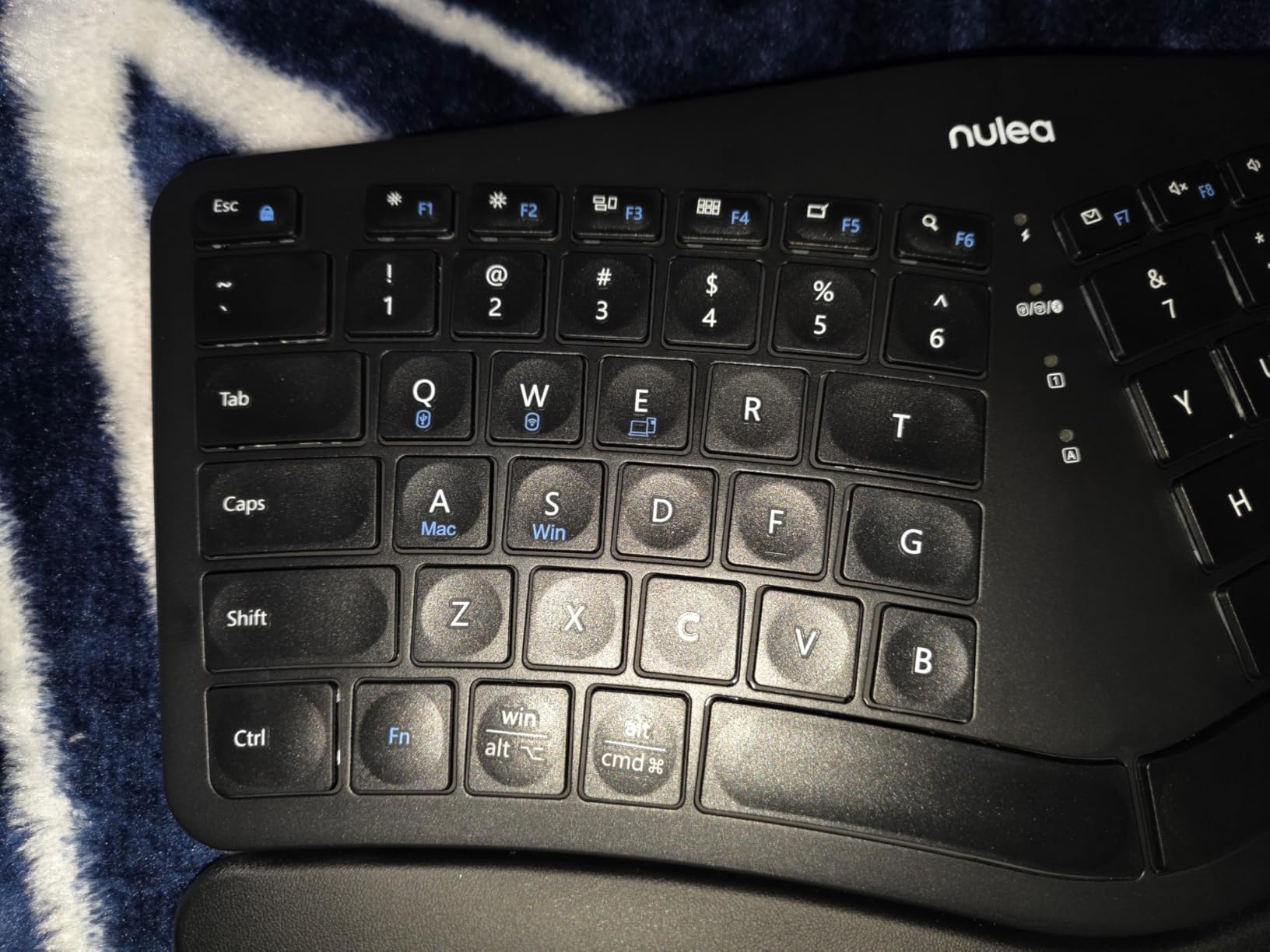 Nulea Ergonomic Split Keyboard Wireless Cushioned Wrist Rest Rechargeable | Bluetooth 2.4G Keyboard With 3 Device Switching, Adjustable Tilt Legs, Comfortable Design for Windows and Mac customer photo 2