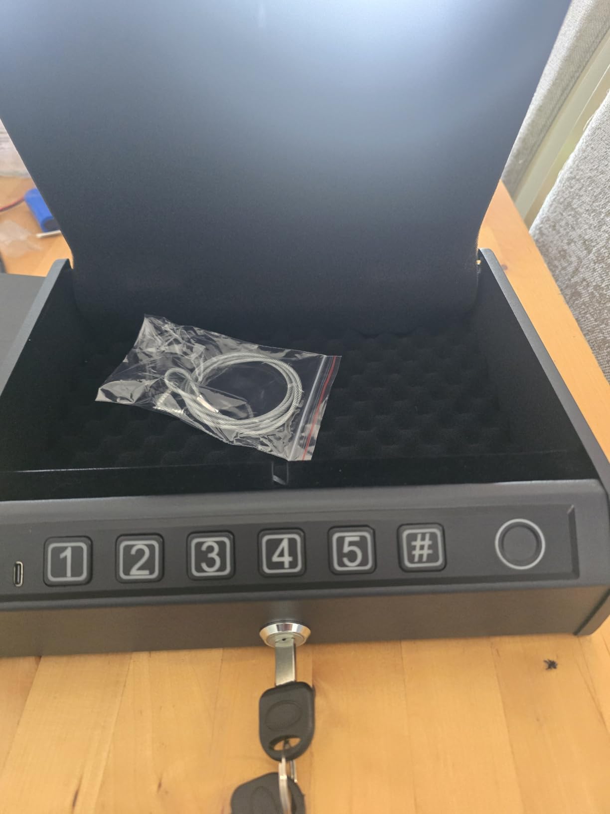 Biometric Gun Safe for Handguns, Pistol Safe Fits 2-3 Handguns | Fingerprint Car Gun Safe, Quick Access, LED Light, Stealth Mode, Carbon Steel, Security Cable, Portable Lock Box, Nightstand customer photo 1