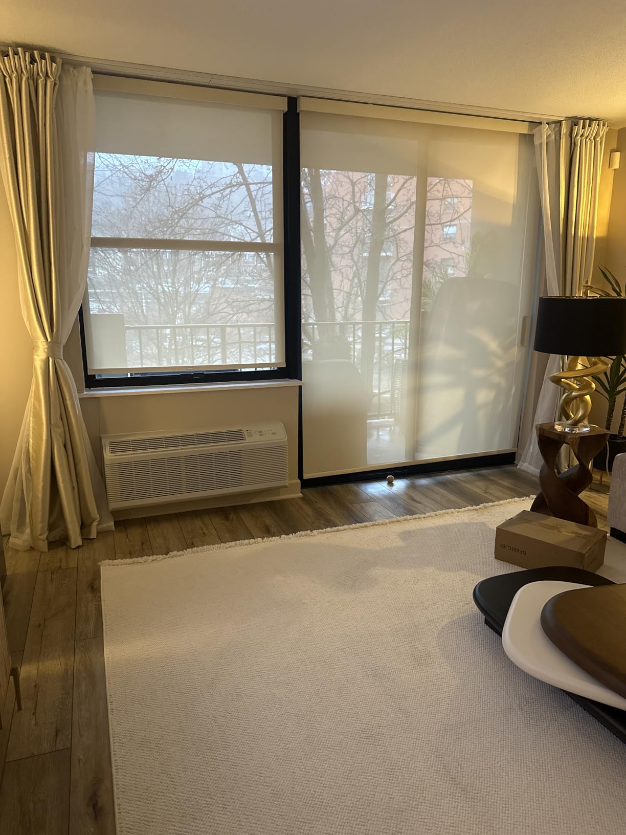 Persilux Custom Size Free-Stop Cordless Roller Shades for Windows Light Filtering Shades, 5% Openness Solar Screen Semi Sheer Roller Blinds UV Protection for Office and Home. Easy to Install. Black customer photo 2
