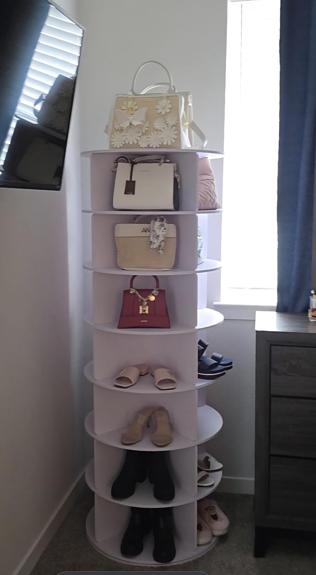VASAGLE 7-Tier Rotating Shoe Rack Tower, Free Standing | 360 Degree Spinning Shoe Organizer, Lazy Susan Display Storage Rack, for Corners, Closets, Small Spaces, Black, ULBS047BZ01 customer photo 1