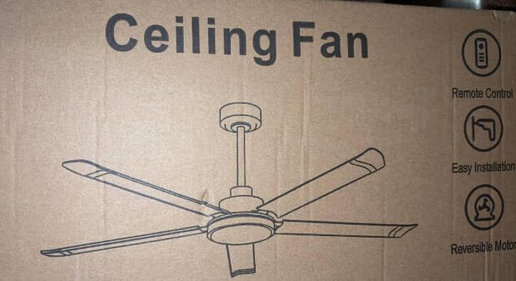 Ohniyou 60'' Ceiling Fan with Lights, Industrial Ceiling Fan with 5 Aluminum Blades, App/Remote Controlled, Dimmable, for Outdoor Patio, Garage, Black customer photo 2