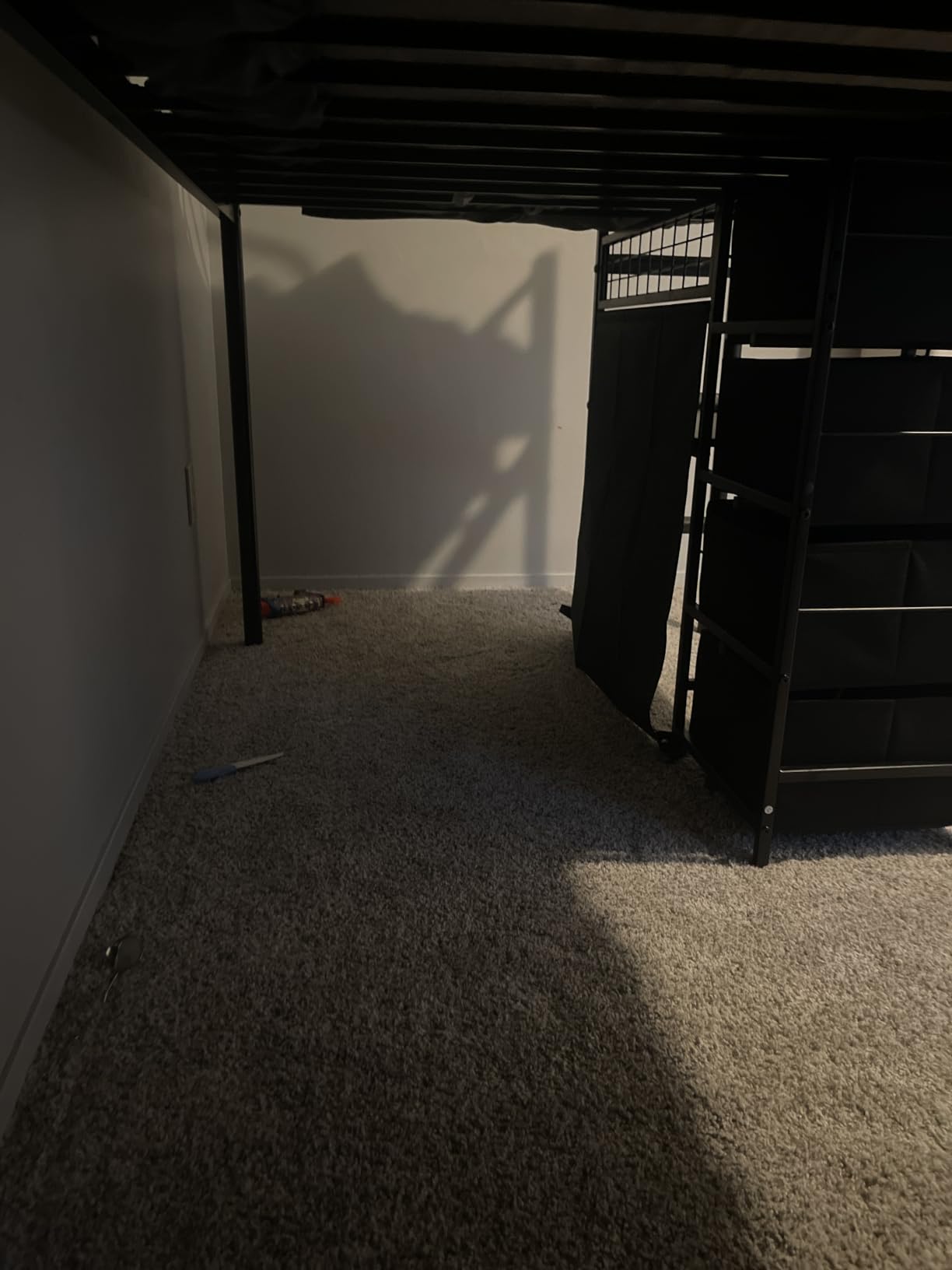 Low Loft Bed Twin Size with 7 Storage Drawers, Desk and LED Lights, Heavy Duty Metal Kids Loft Bed with 13.8