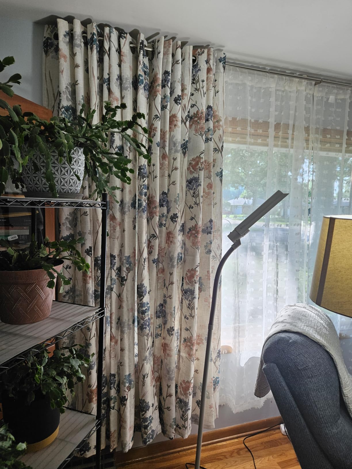 MYSKY HOME Floral Linen French Door Curtains 72 inch Long 2 Panels for Front Door, Light Filtering Privacy Semi Sheer Window Curtains with Rod Pocket, Yellow, 24