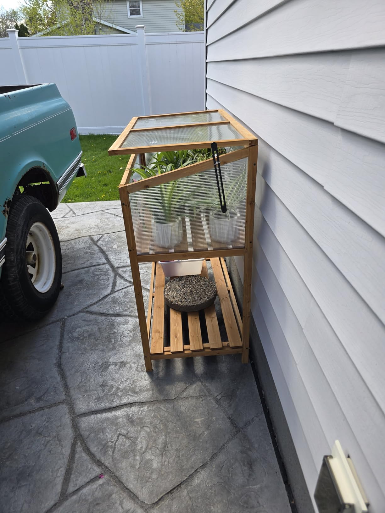 Giantex Wood Cold Frame Greenhouse, Portable Raised Flower Planter Protection with Transparent Panels & Adjustable Roof, Small Indoor Outdoor Hot House for Garden Balcony, 40