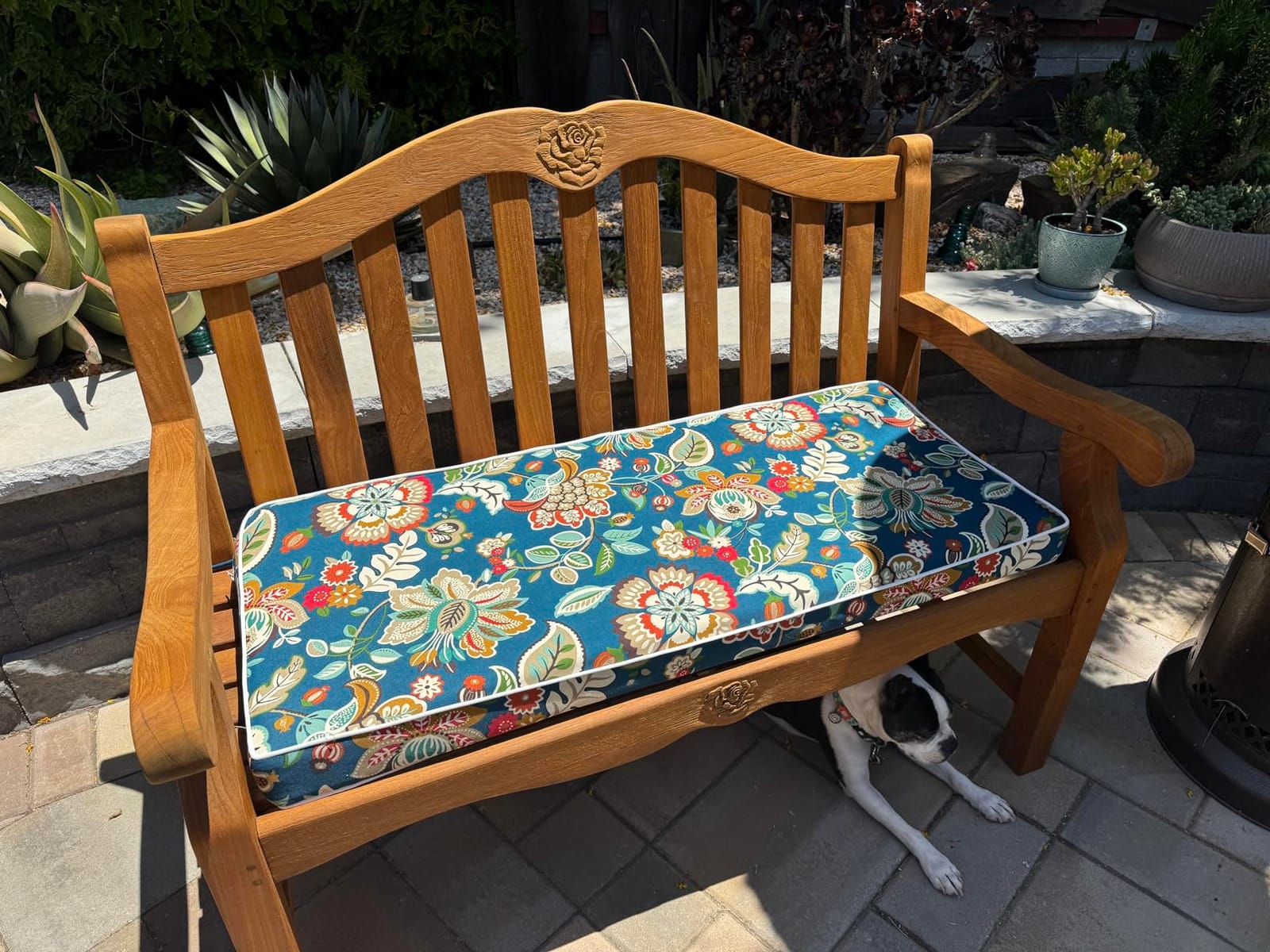 LVTXIII Outdoor Bench Cushion with Ties, 59x18x3 Inch Water-Repellent Patio Furniture Cushion, Long Cushion Pad for Patio Sofa, Garden Seat, Porch Glider, Elegant Vines Navy customer photo 2