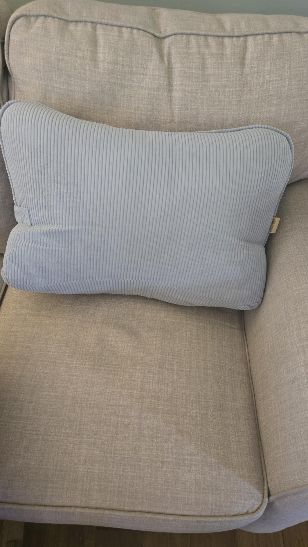Pat. Pend. Corduroy Lumbar Support Backrest Pillow for Sitting & Reading, Ergonomic Triangle Cushion for Sofa, Armchair & Bed, Removable Cover, Dark Grey customer photo 1