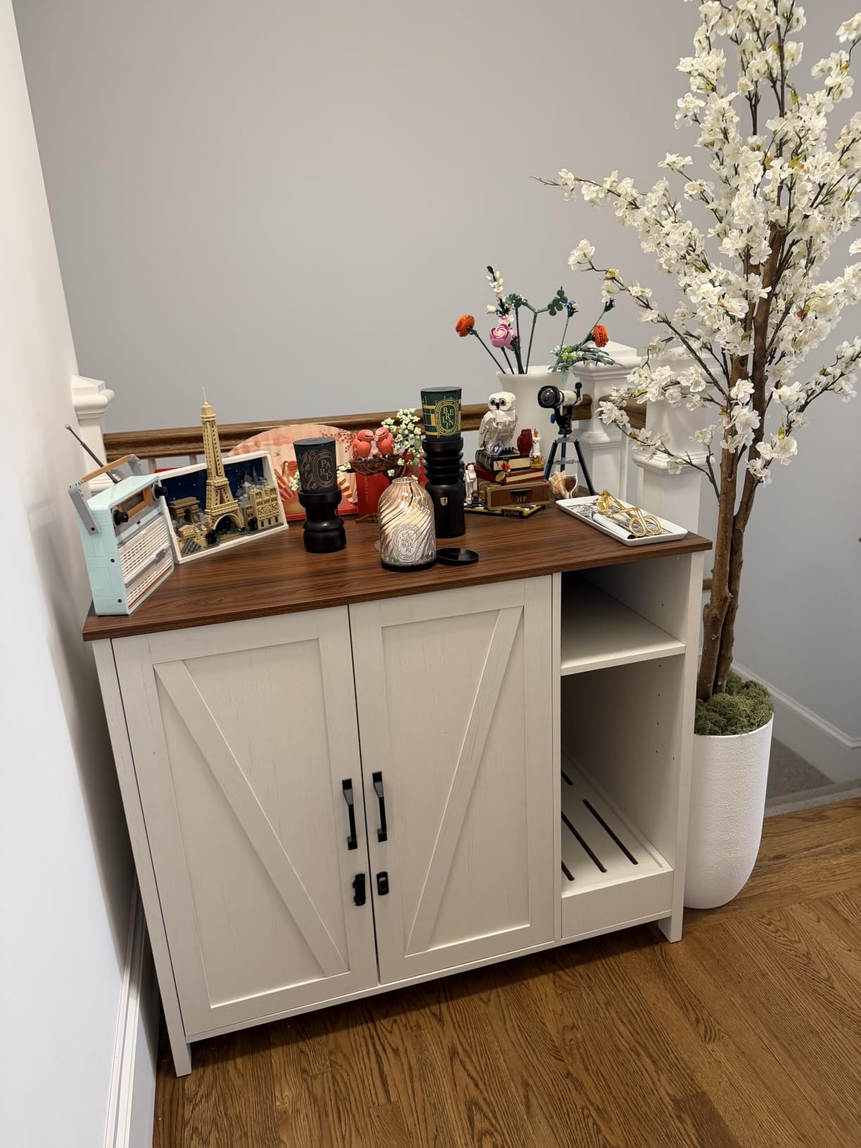 Forest Gravity Extra Large Litter Box Cabinet for Self-Cleaning Litter Box | Fits most self-cleaning boxes; Fluted doors; Large Inner Space; Litter Collector; Built-in power outlet; Dog-Proof; Natural customer photo 2