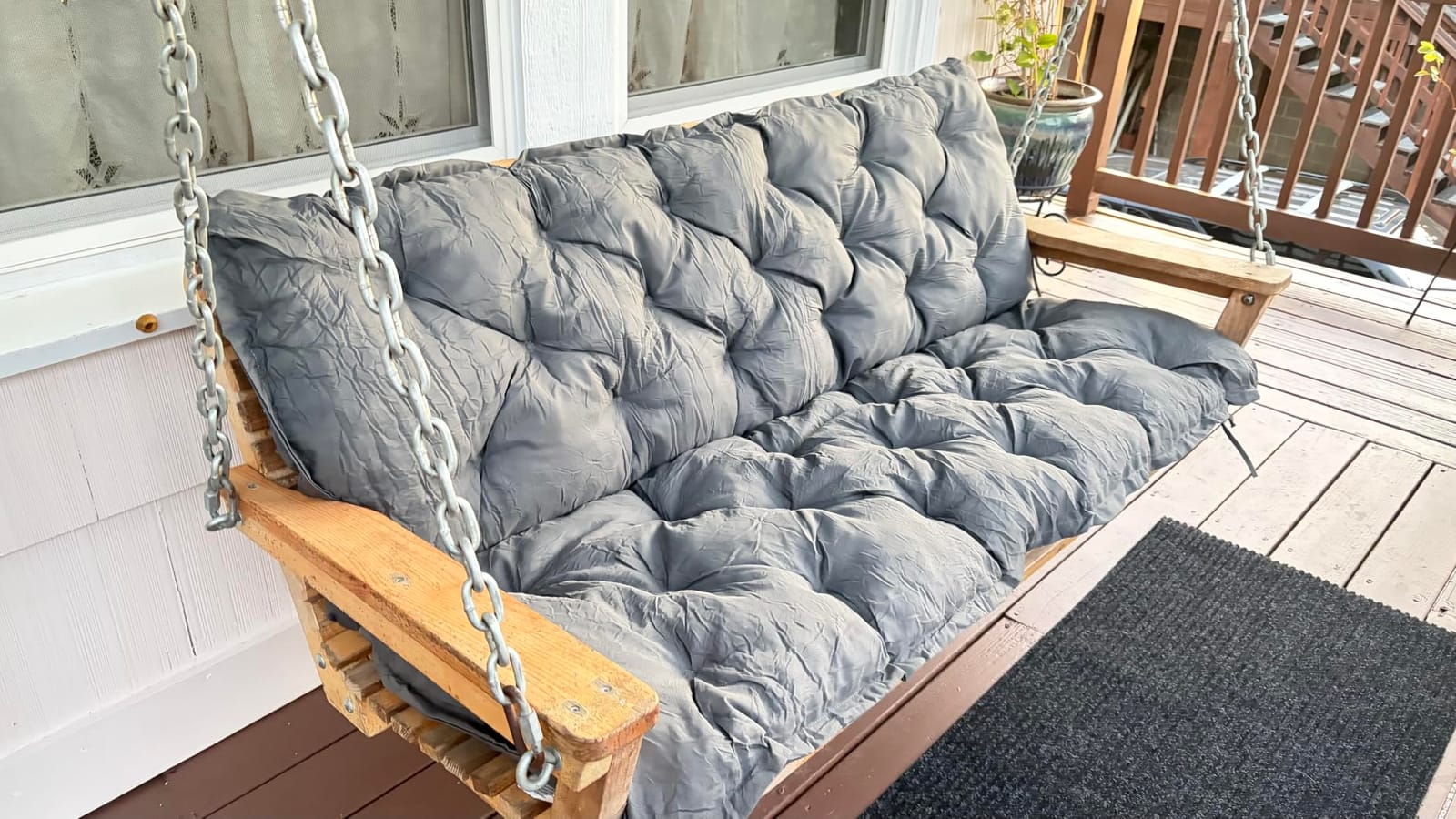 IASEAHK Porch Swing Cushions, 60x40x4 Inch, Waterproof, Navy Blue | Bench Cushions for Outdoor Furniture, 3 Seater, Outdoor Cushions for Patio Glider, Settee, Loveseat, Wicker, Fade Resistant customer photo 1