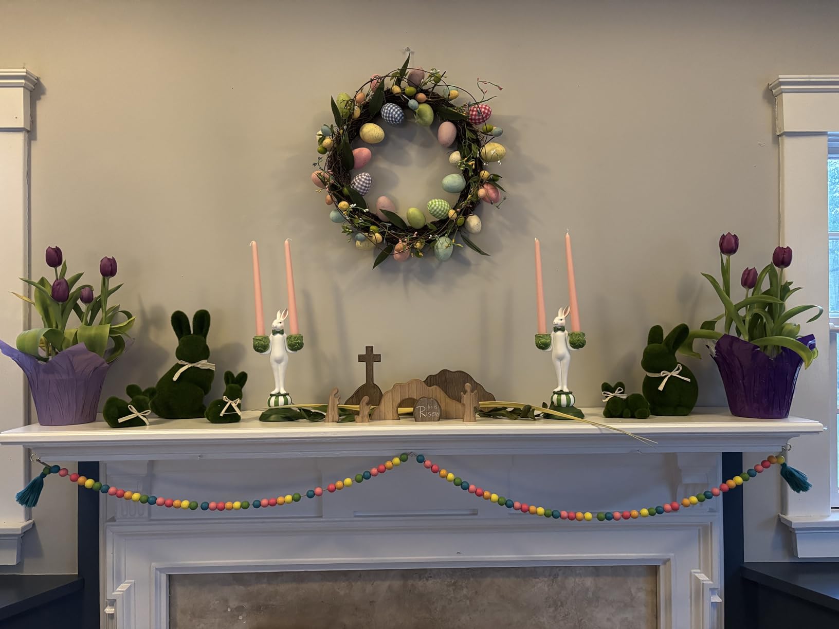 Bunny Taper Candle Holders Set of 2, Vintage Dining Table Decor | Easter Table Centerpiece, Holds 4 Wax or LED Tapers, Hand-Painted Finish, Mantel, Dining Table & Entryway Accent customer photo 1