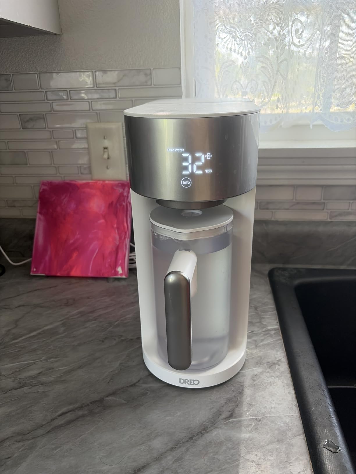 DREO Reverse Osmosis Water Filter Countertop, RO Filtration System, 3:1 Pure to Drain, TDS & Filter Life & 2 Autofill Pitchers, Install-Free, Self-Cleaning Water Purifier, RO Water Filter customer photo 2