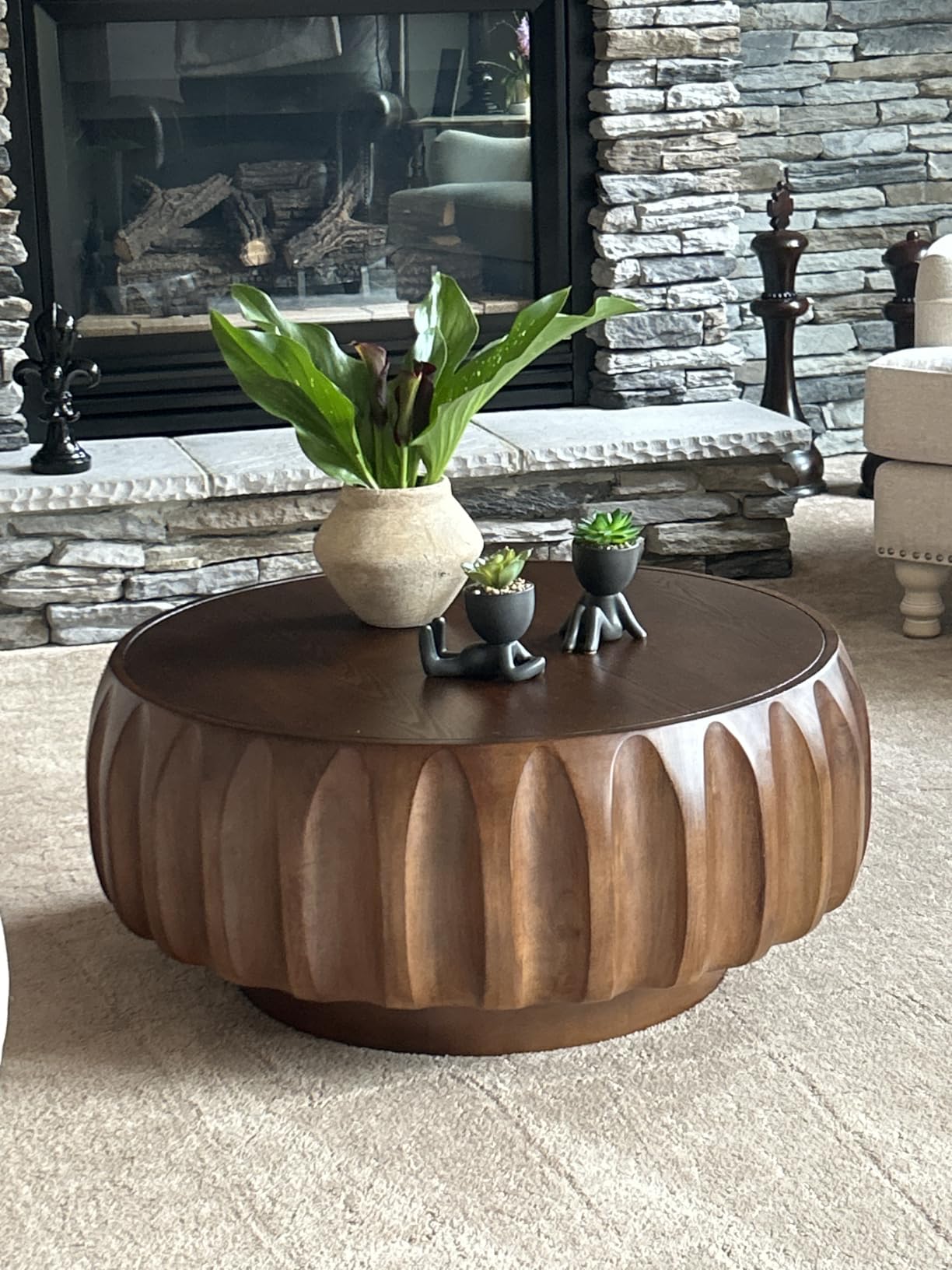 Briful Rustic Ceramic Decorative Vase, Farmhouse Textured Tabletop Vase | Wabi Sabi Home Decor Accent with Weathered Clay Finish for Faux Stems, Dried Flowers, Coffee Table, Shelf & Entryway Decor customer photo 1
