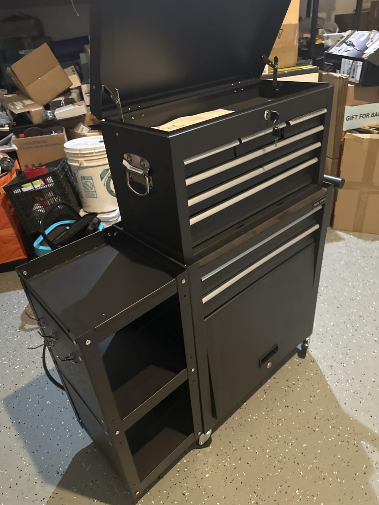 8-Drawer Rolling Tool Chest,3-in-1 Tool Box on Wheels with Lockable Steel Garage, Detachable Top Toolbox & Bottom Storage Cart with Additional Cabinet for Repair Room,Warehouse, 2026 Black customer photo 1