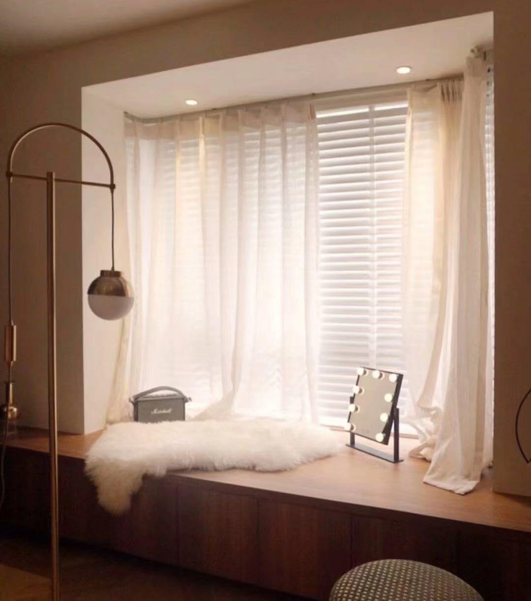 AOSKY 2 Inch Cordless Faux Wood Blinds, Indoor Window Shades, 12