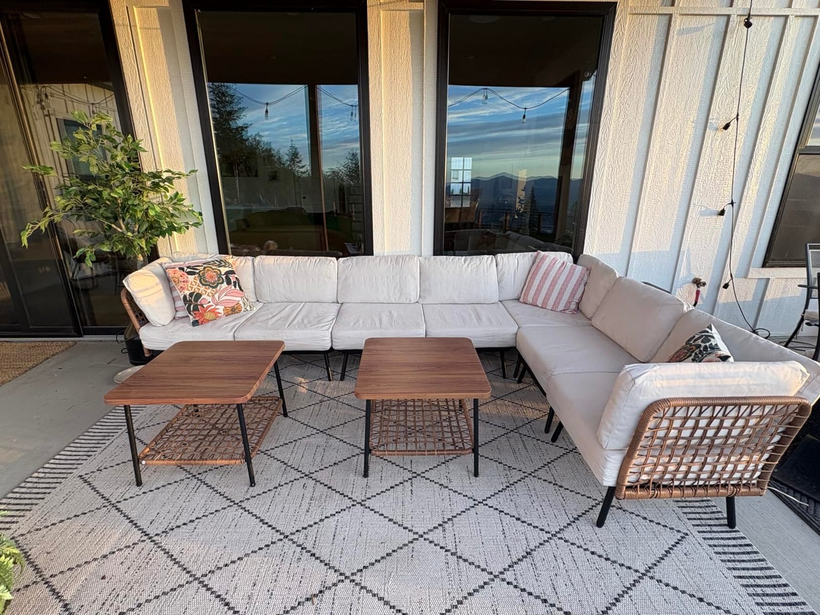 9-Piece Patio Conversation Sets, Rattan Outdoor 7-Seat Sectional Sofa, Wicker Modular Furniture with 2 Storage Coffee Tables for Backyard, Garden, Porch customer photo 2